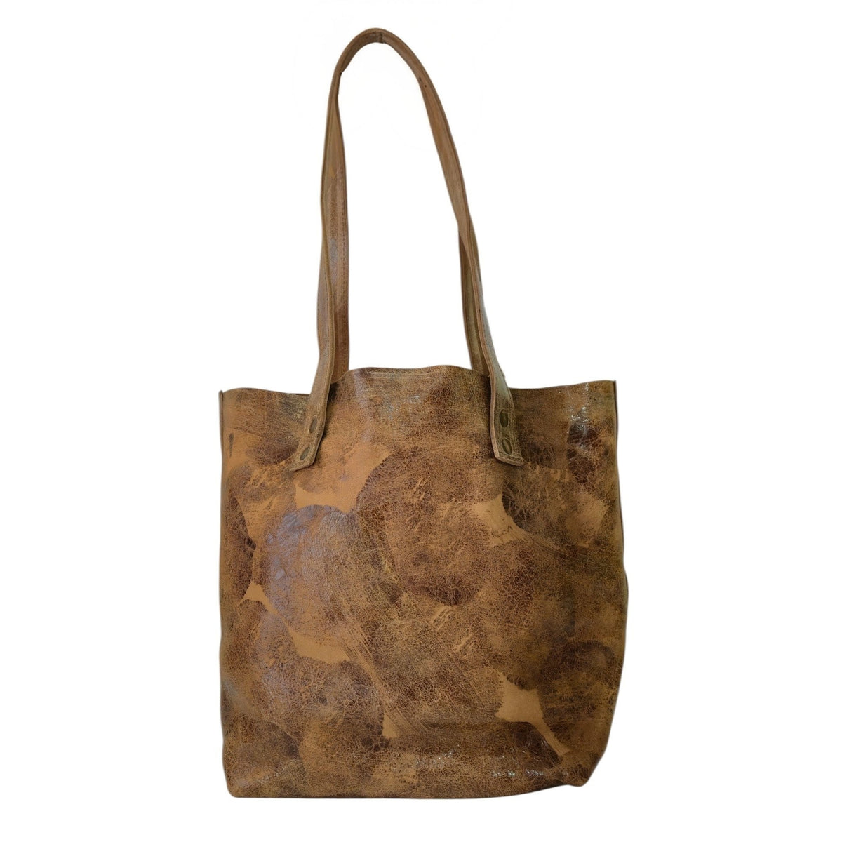 Bolsa de Piel Café Artesanal con Cosmetiquera