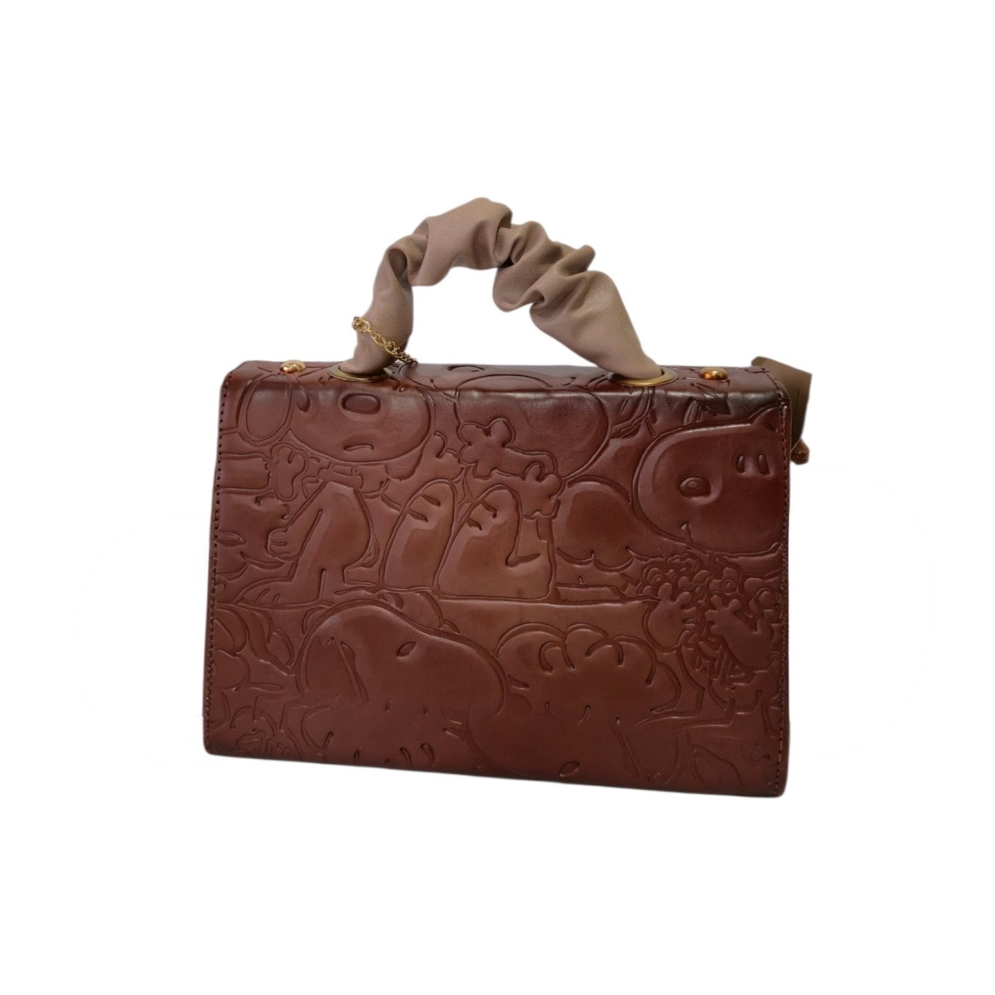 Bolsa Crossbody Artesanal Café con Grabado Snoopy