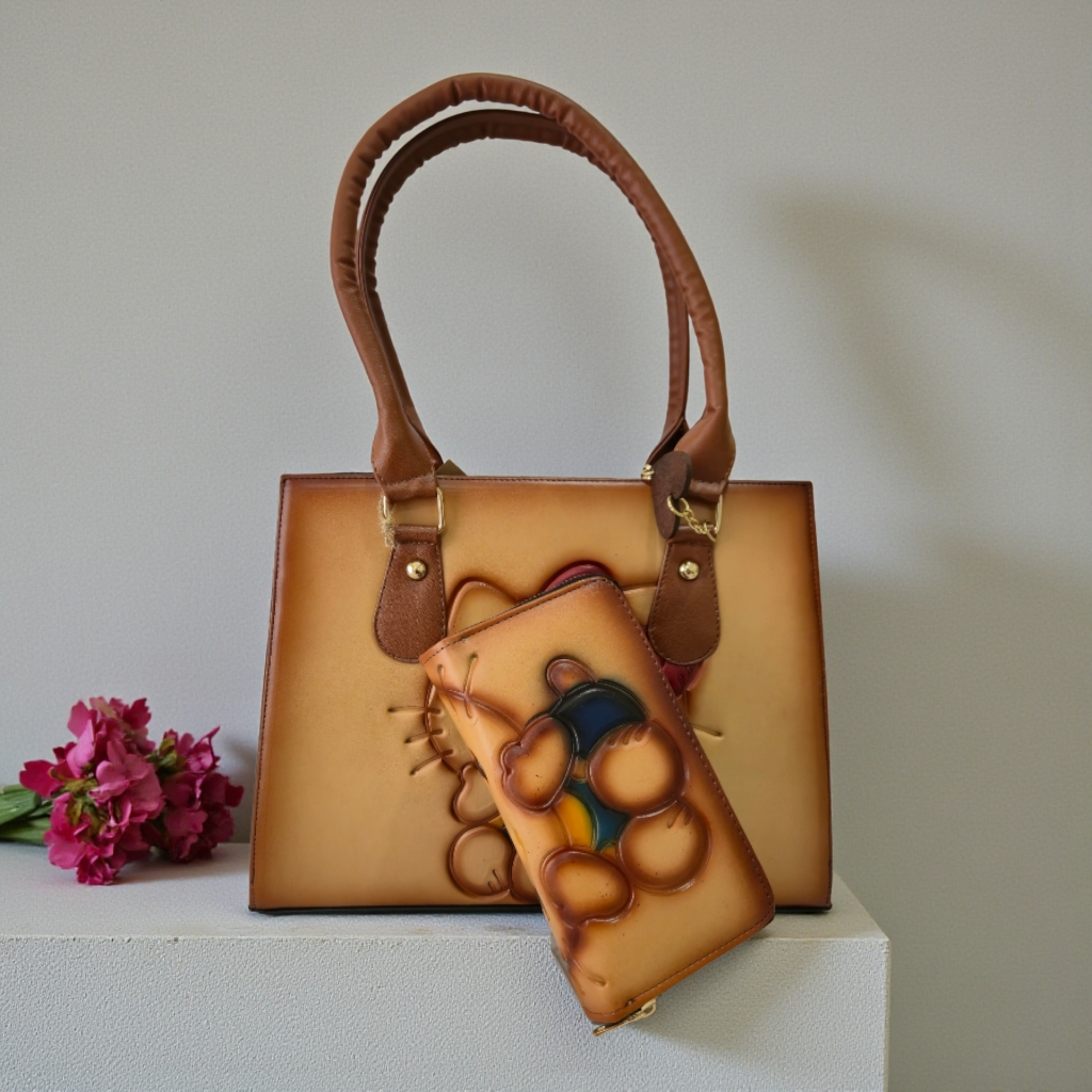 Bolso Elegante con Relieve + Billetera a Juego | Diseño Cute y Sofisticado