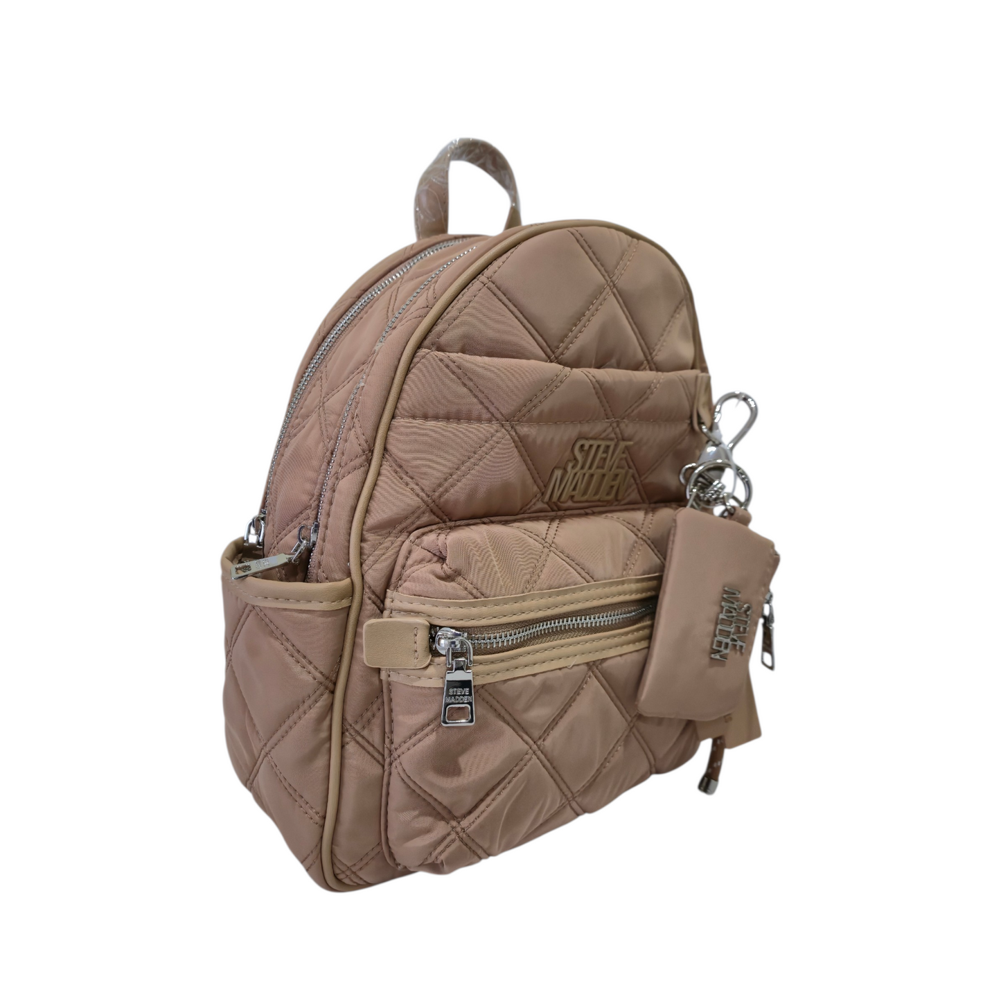 Mochila Steve Madden Acolchada Café con Monedero Desmontable