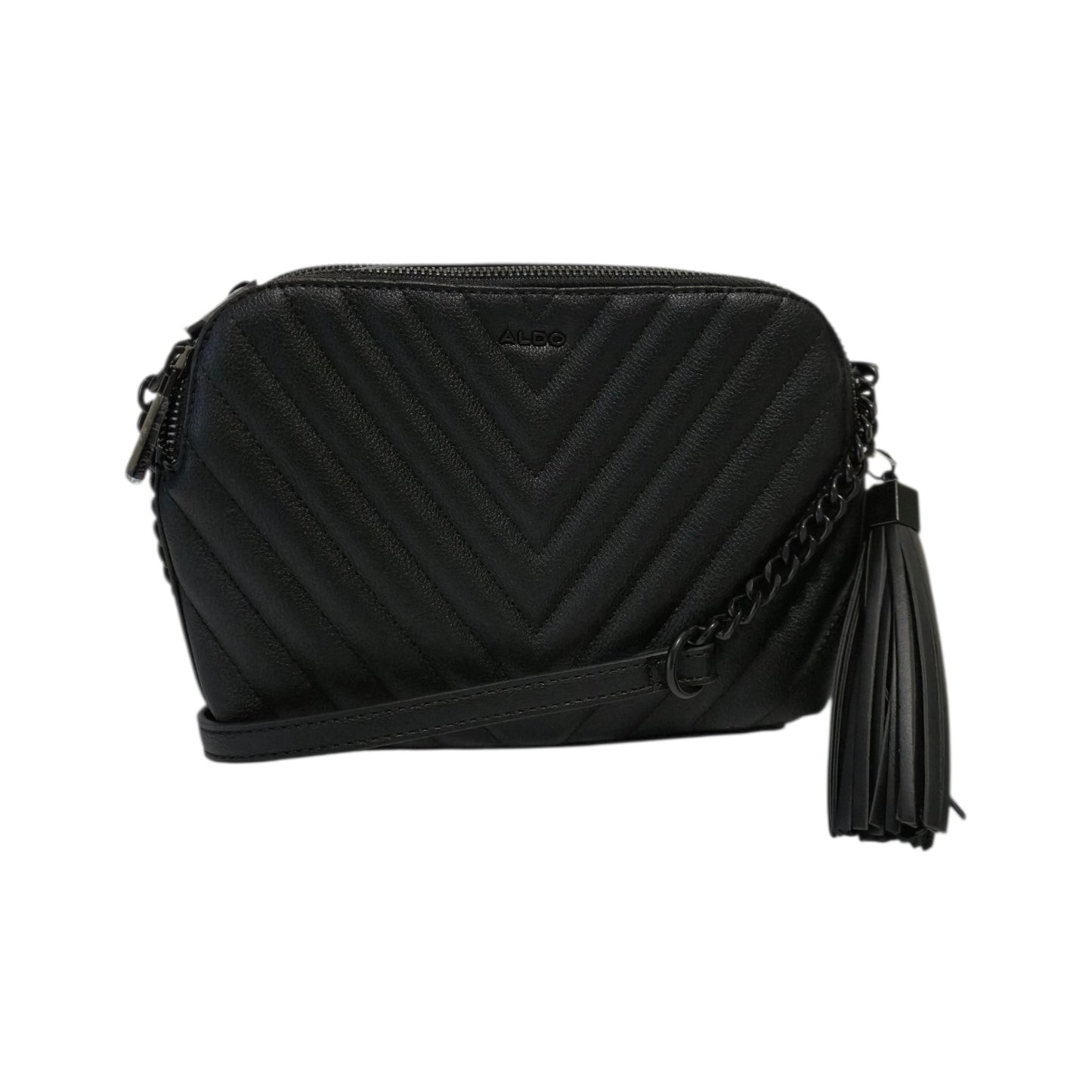 Bolsa Aldo Negra Crossbody Acolchada con Dos Compartimentos