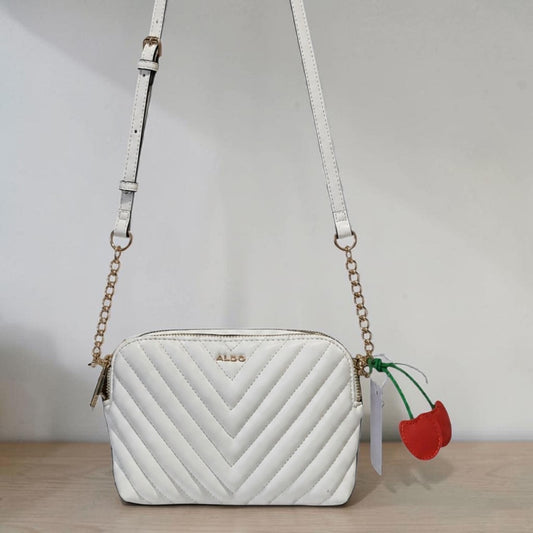 Bolsa Aldo Blanca Acolchada Crossbody con Dos Compartimentos