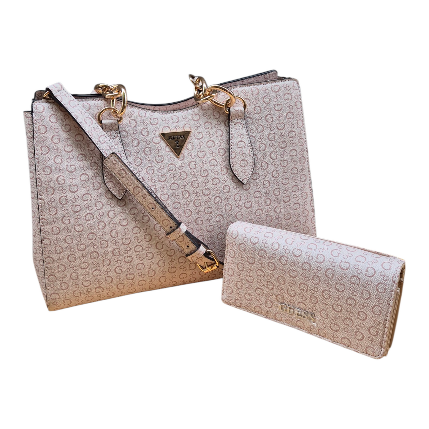 Bolsa Guess rosa claro con cartera y monedero original