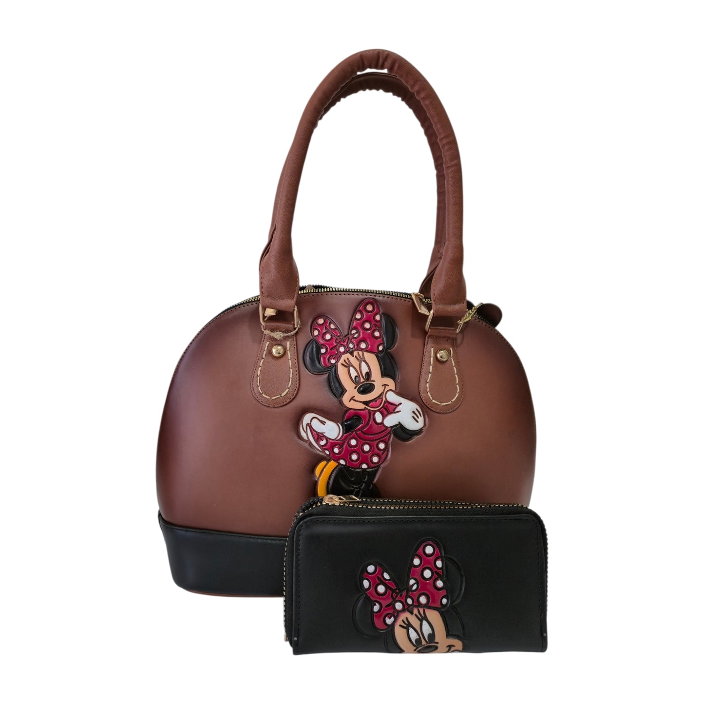 Handmade brown bag. Double reinforced handle. Unique embossed design. Elegant casual fashion.