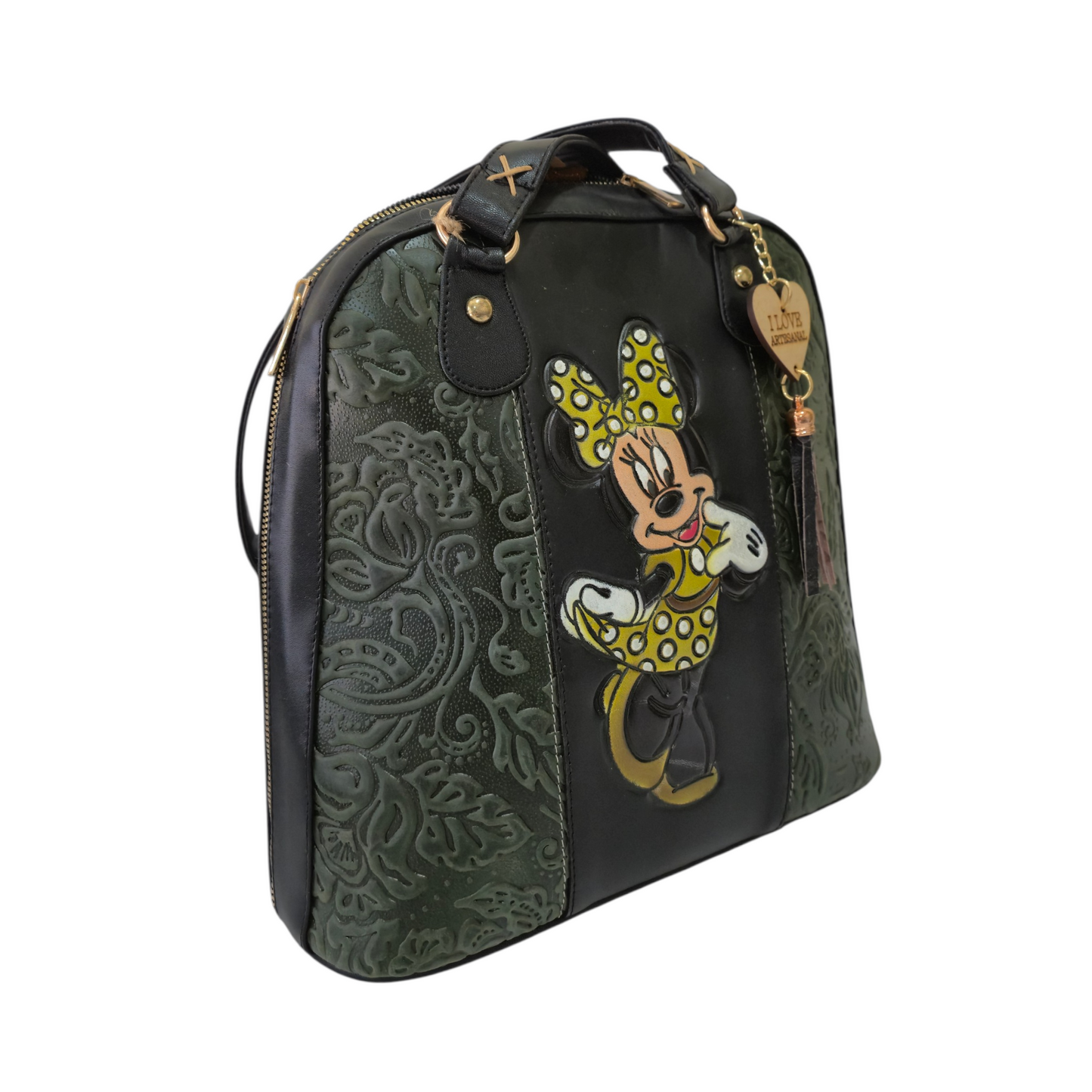Black Backpack Bag with Artistic Butterfly + Matching Wallet