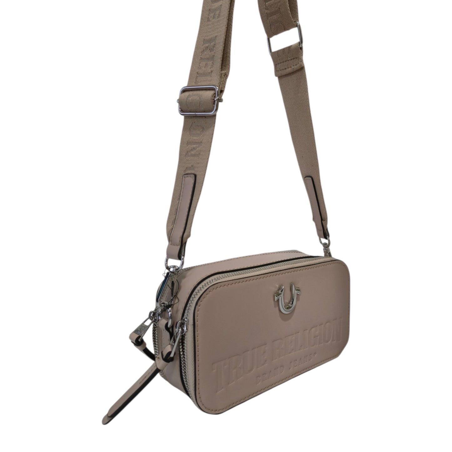 Bolsa Crossbody True Religion Beige con Dos Compartimentos