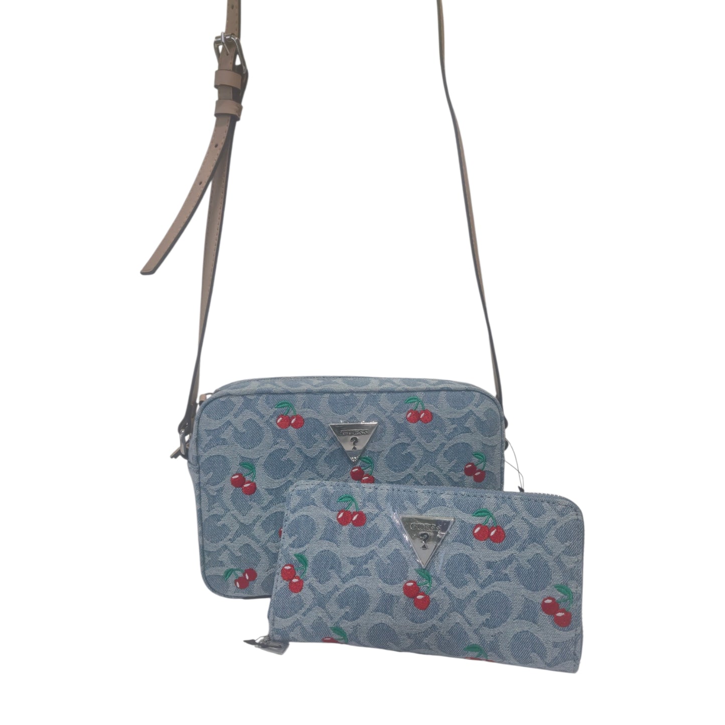 Bolsa Crossbody Guess Denim con Cartera y Diseño de Cerezas