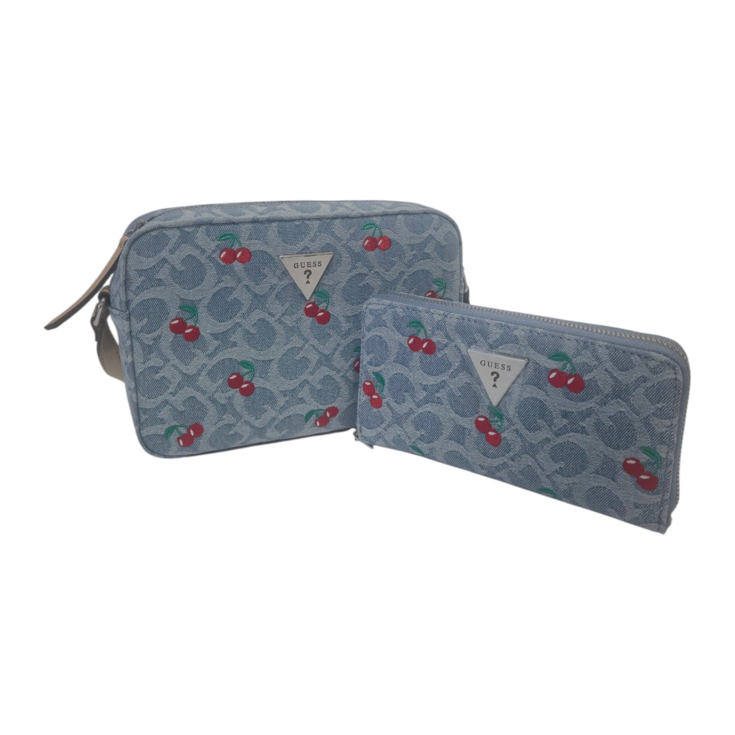 Bolsa Crossbody Guess Denim con Cartera y Diseño de Cerezas
