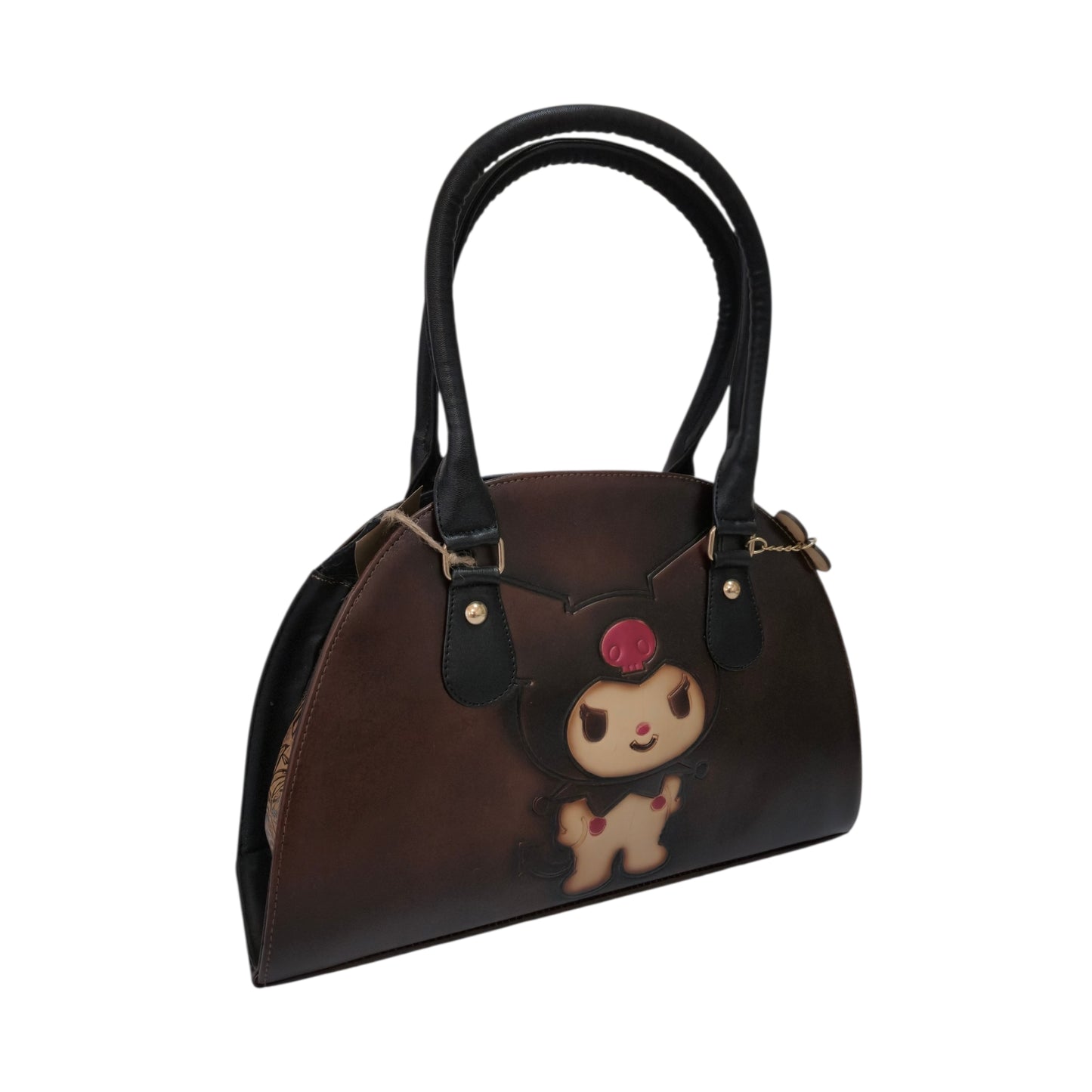 Bolsa Artesanal Kuromi Café para Mujer con Asa de Mano y Correa Ajustable