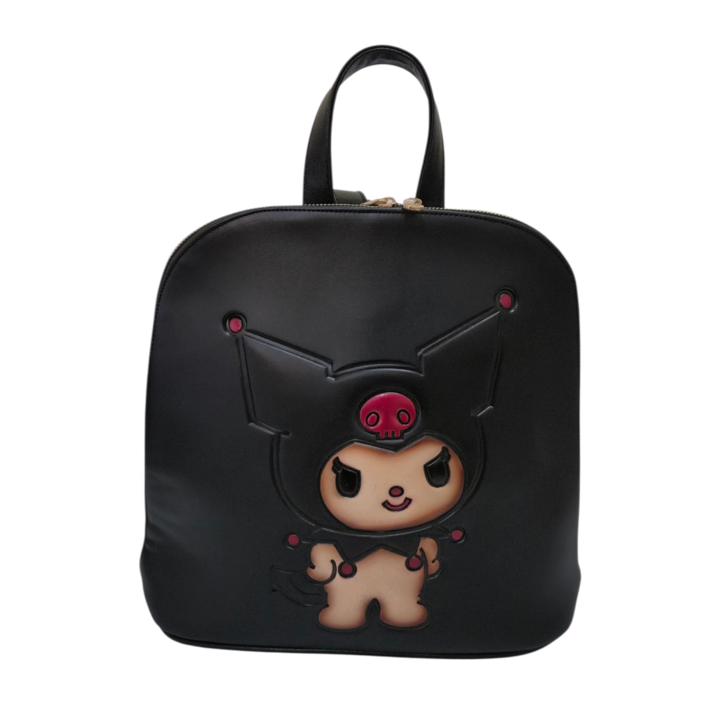 Handmade chocolate-colored backpack engraved with a cute design