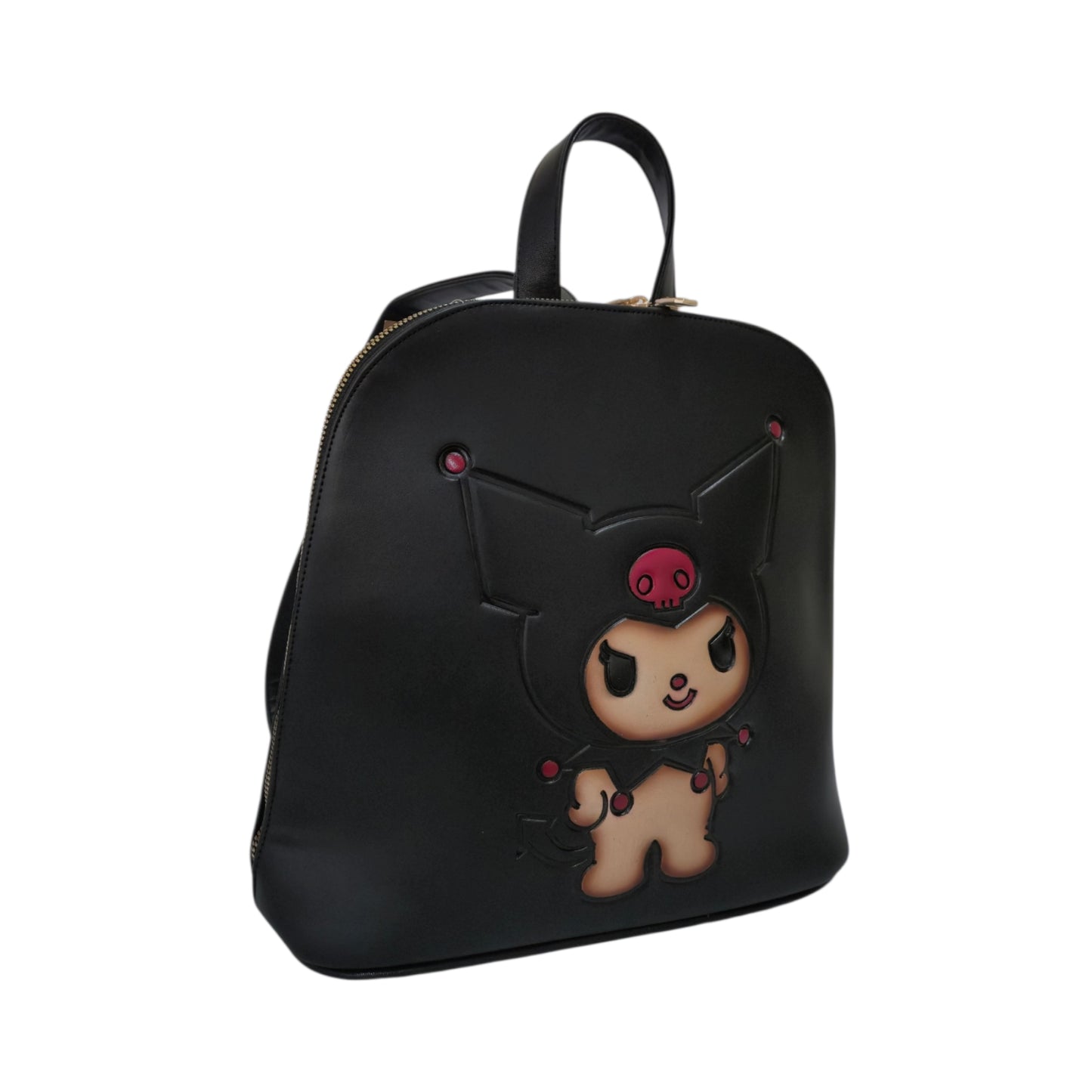 Handmade chocolate-colored backpack engraved with a cute design
