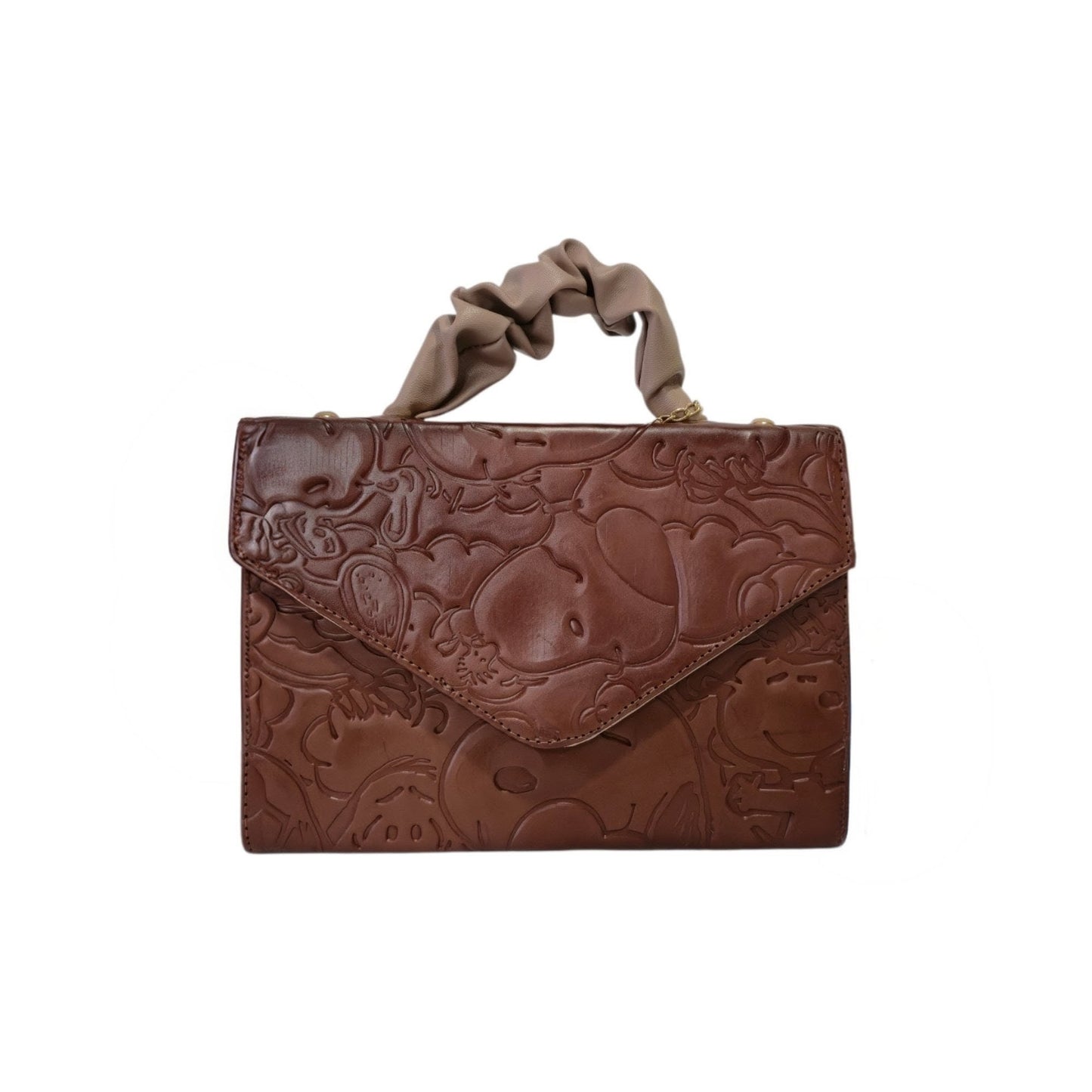 Bolsa Crossbody Artesanal Café con Grabado Snoopy