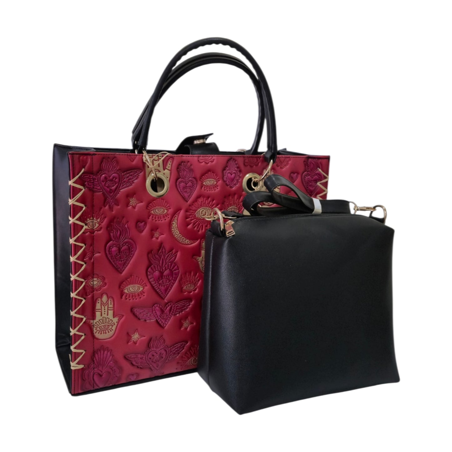 Bolsa Tote Artesanal Roja Diseño Místico para Mujer