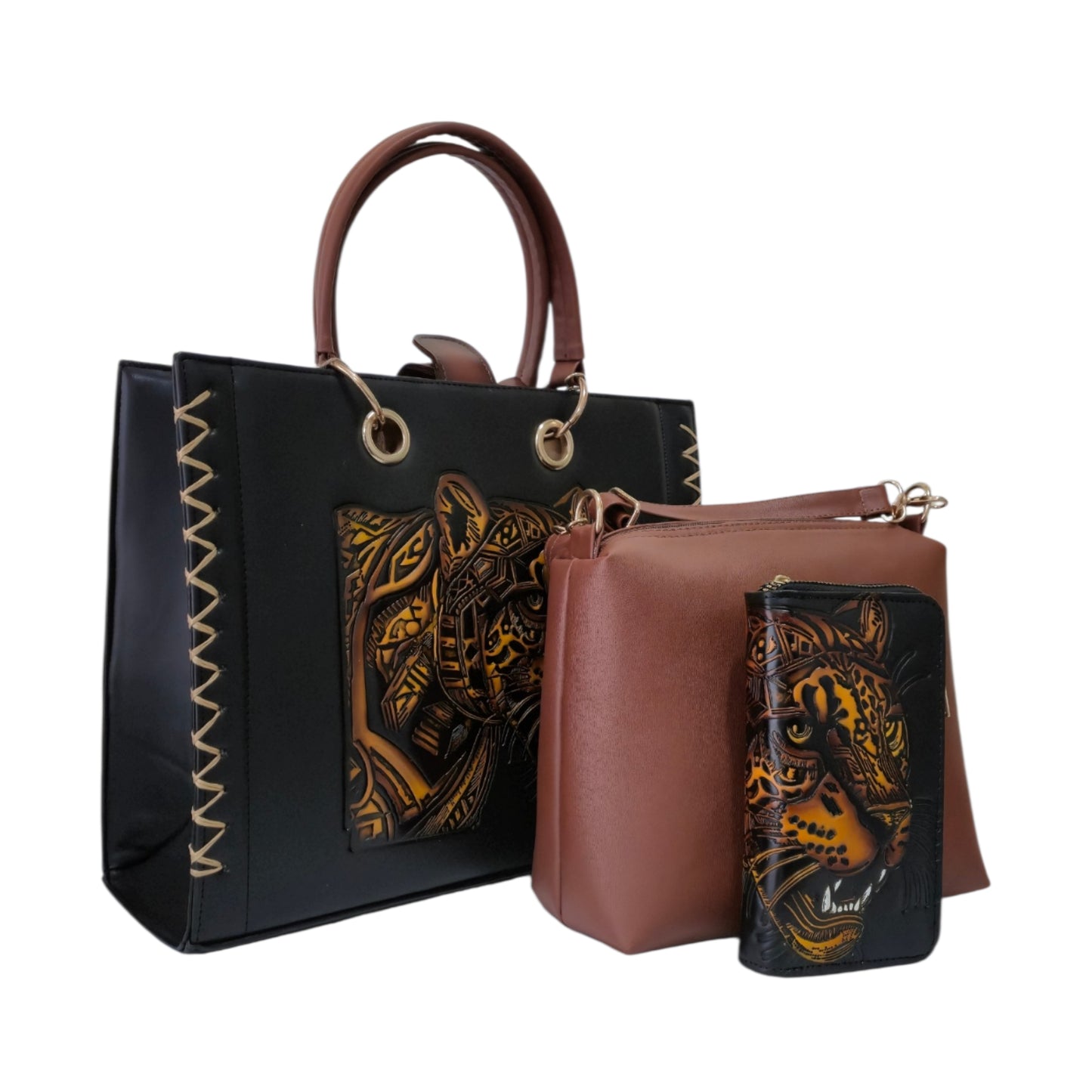 Handmade Bag Engraved with Sunflowers and Butterfly – Colorful and Detailed Design