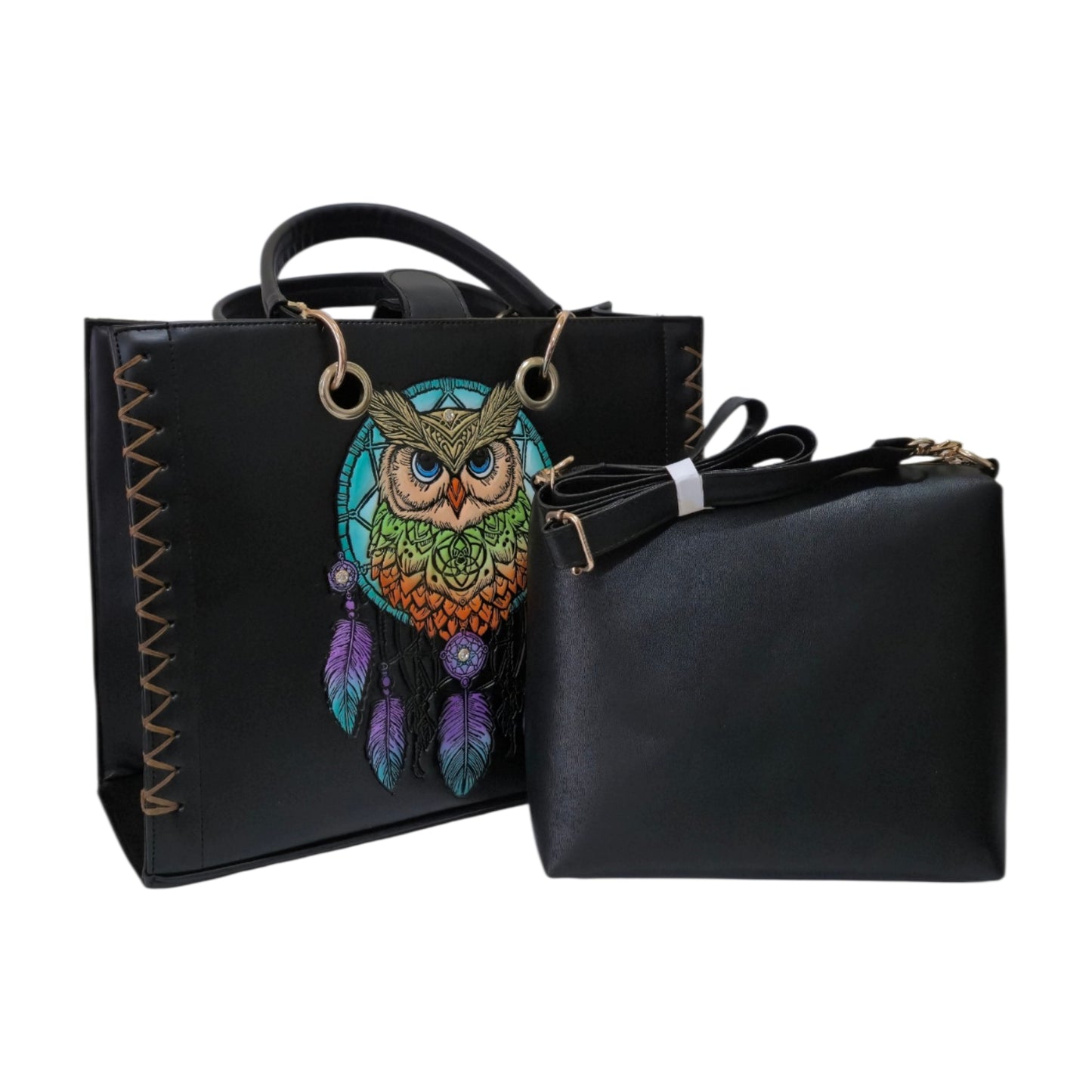 Handmade Bag Engraved with Sunflowers and Butterfly – Colorful and Detailed Design
