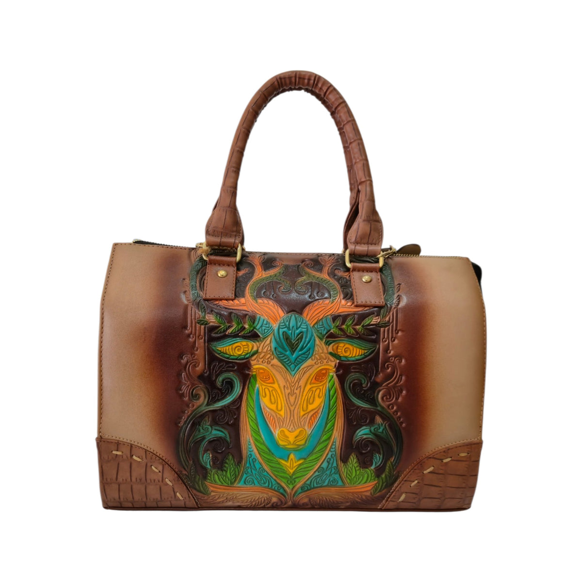 Bolsa Tote Artesanal Mexicana con Venado en Relieve y Cartera