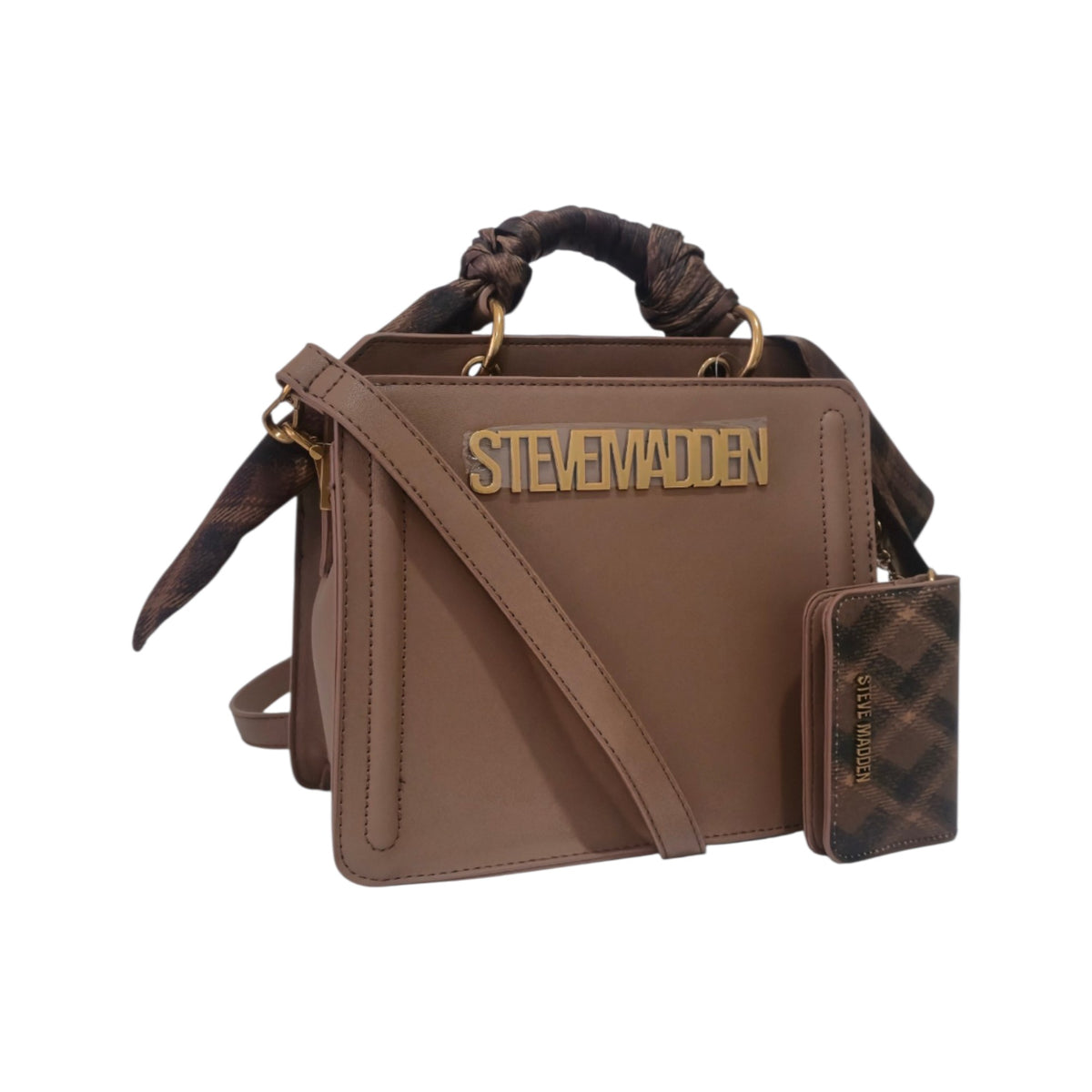 Bolsa Steve Madden Café Claro con Cartera y Correa Crossbody