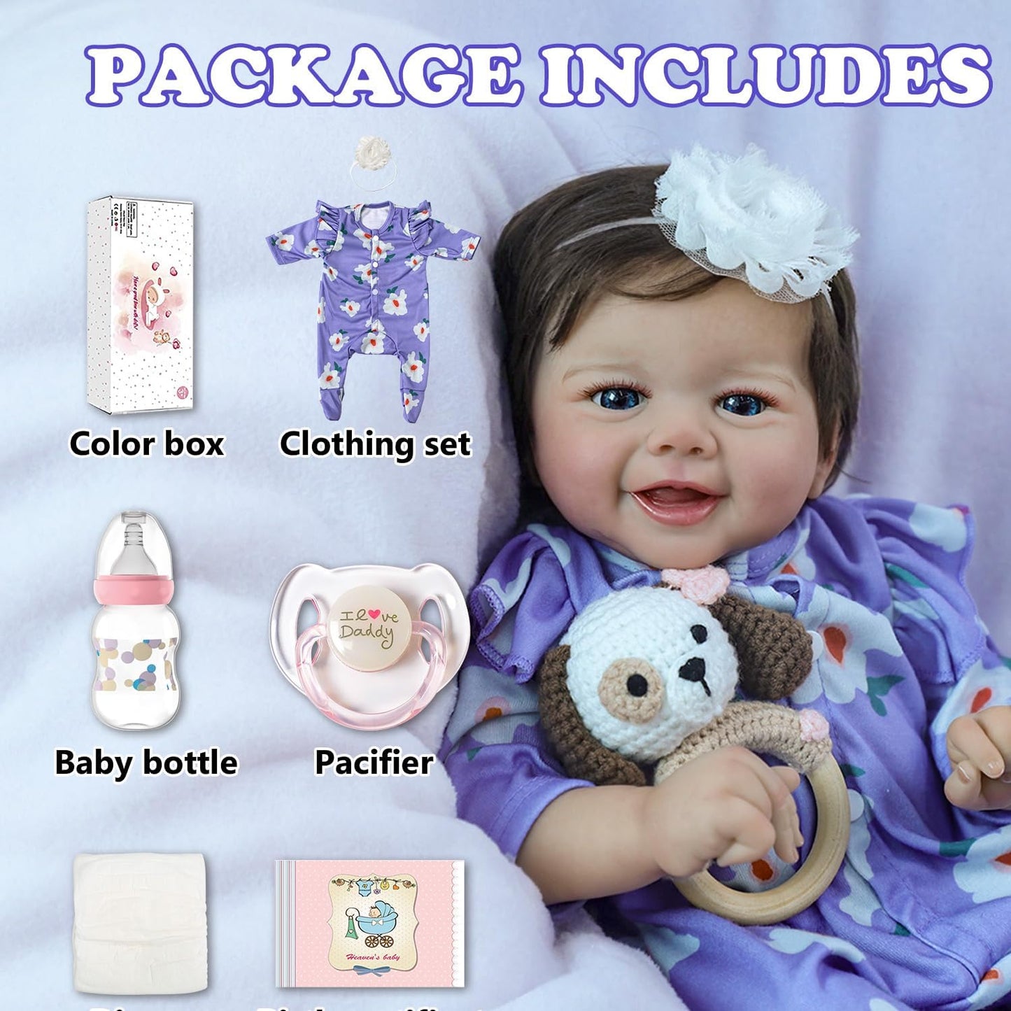 Muñeca Reborn Bebé Realista de 50 cm | Muñeca Recién Nacida Sonriente con Sensación Real