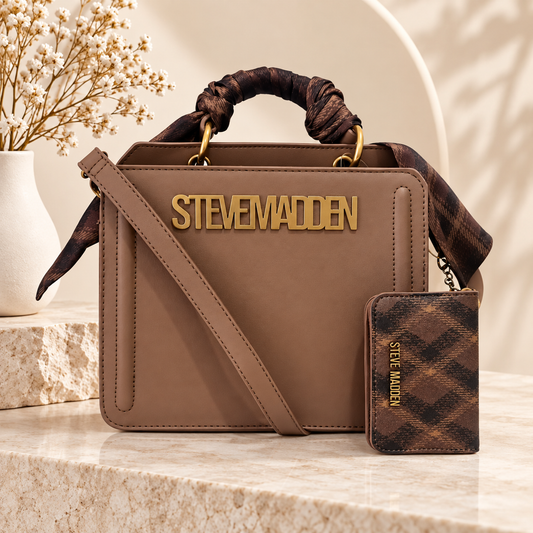 Bolsa Steve Madden Café Claro con Cartera y Correa Crossbody