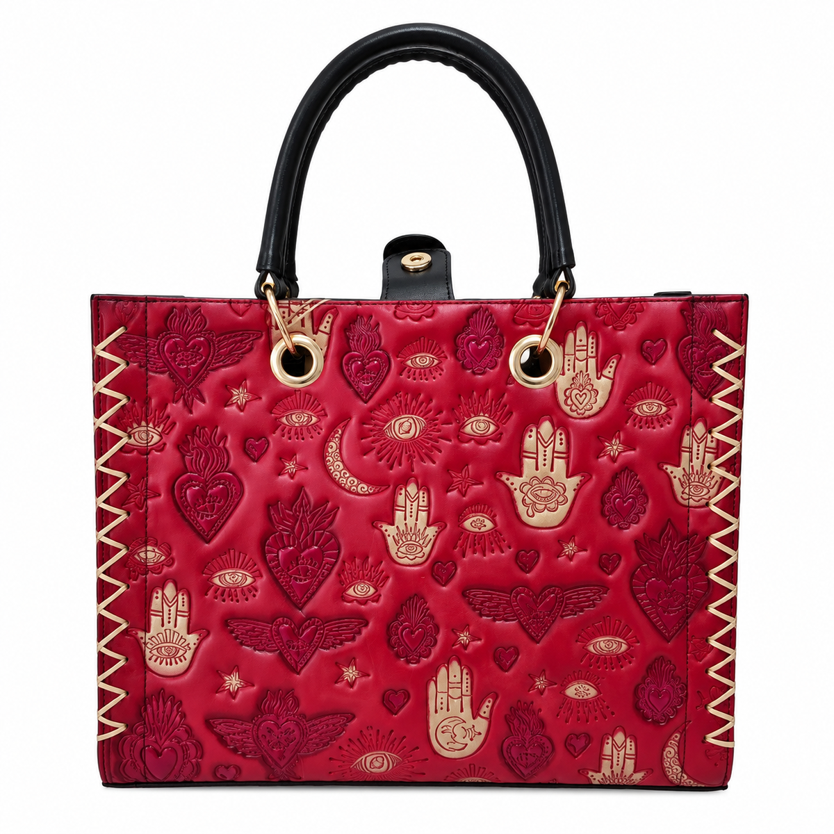 Bolsa Tote Artesanal Roja para Mujer con Crossbody | Diseño Místico