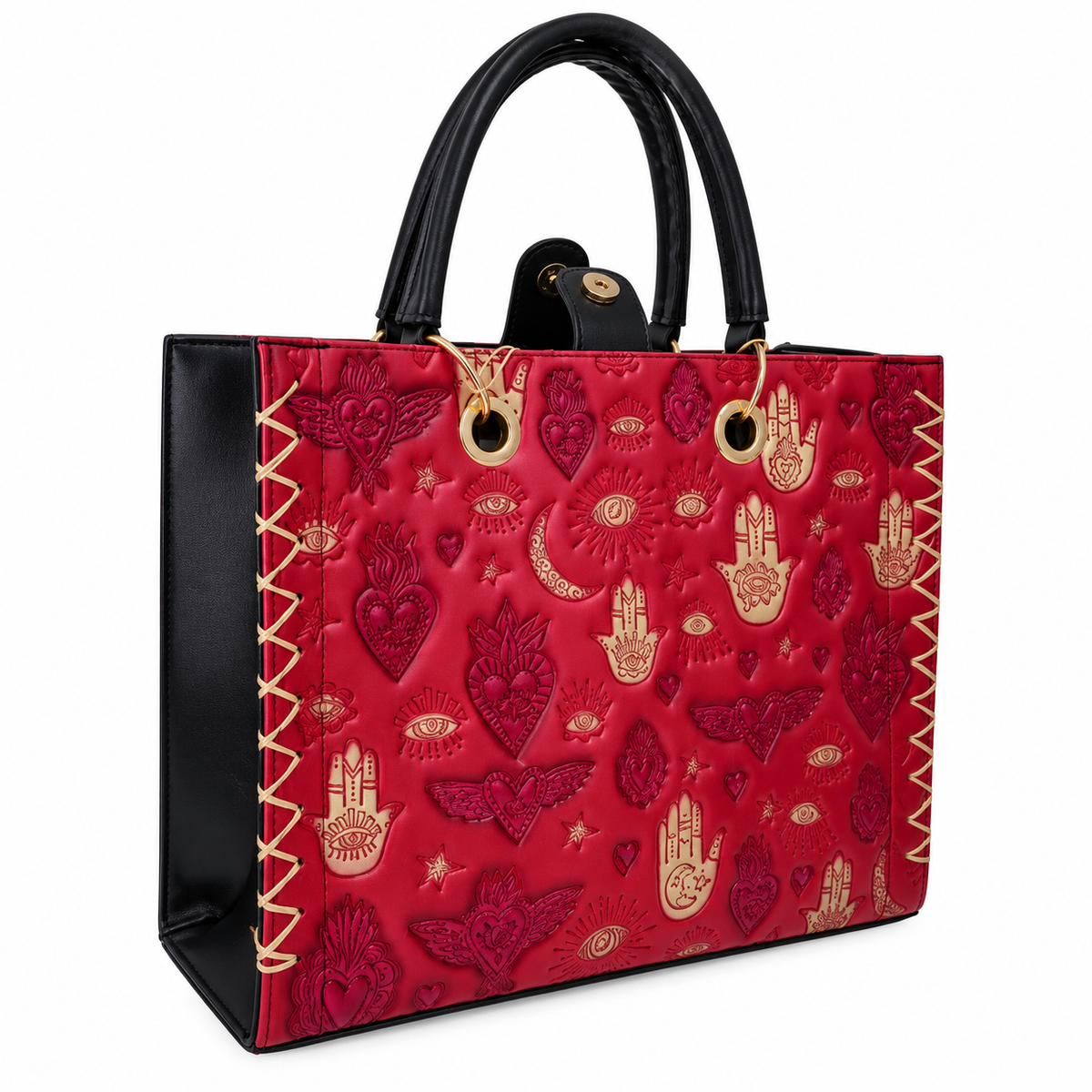 Bolsa Tote Artesanal Roja para Mujer con Crossbody | Diseño Místico