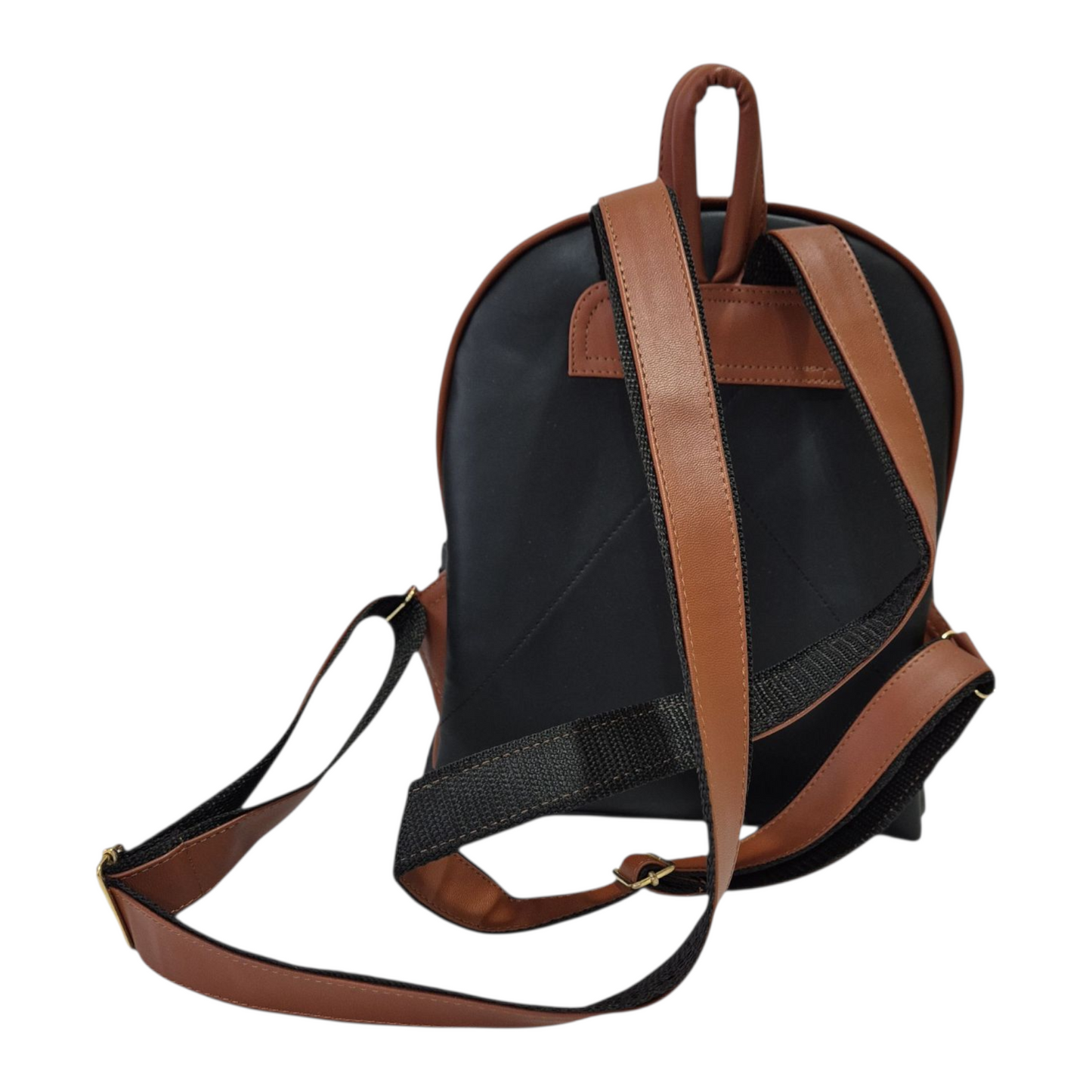 Mochila de Piel Negra con Calavera Mexicana y Rosas, Diseño Artesanal para Mujer