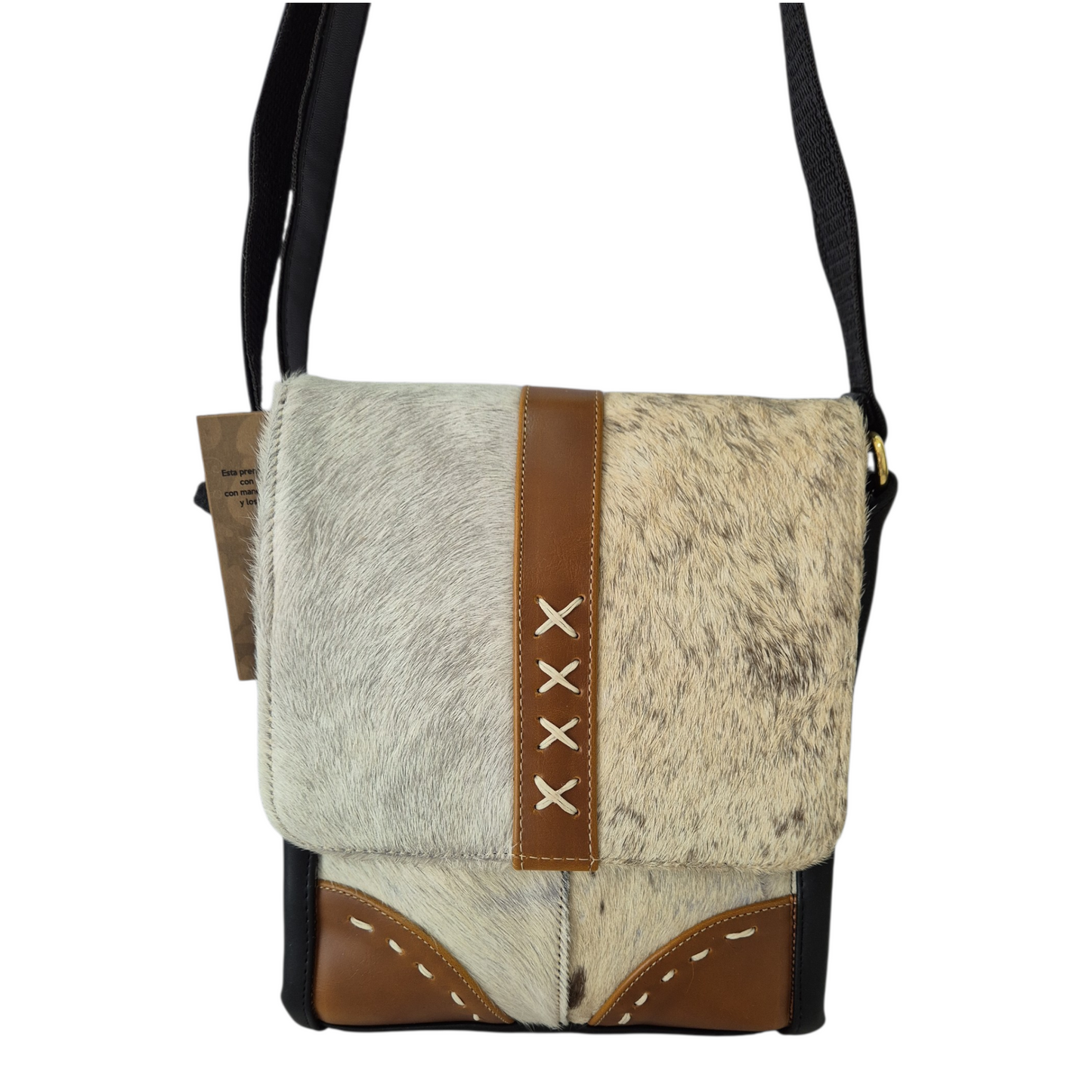 Handmade yellow backpack with natural fur and suede fringe