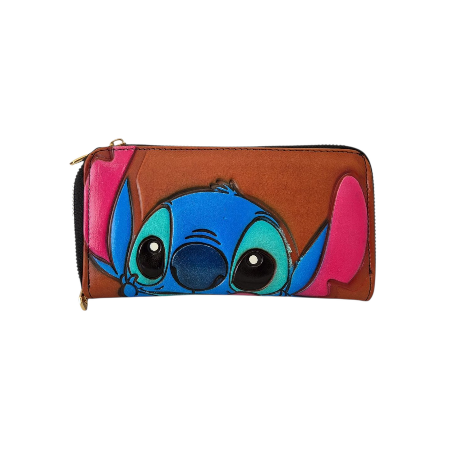 Billetera artesanal café con diseño divertido y doble cierre