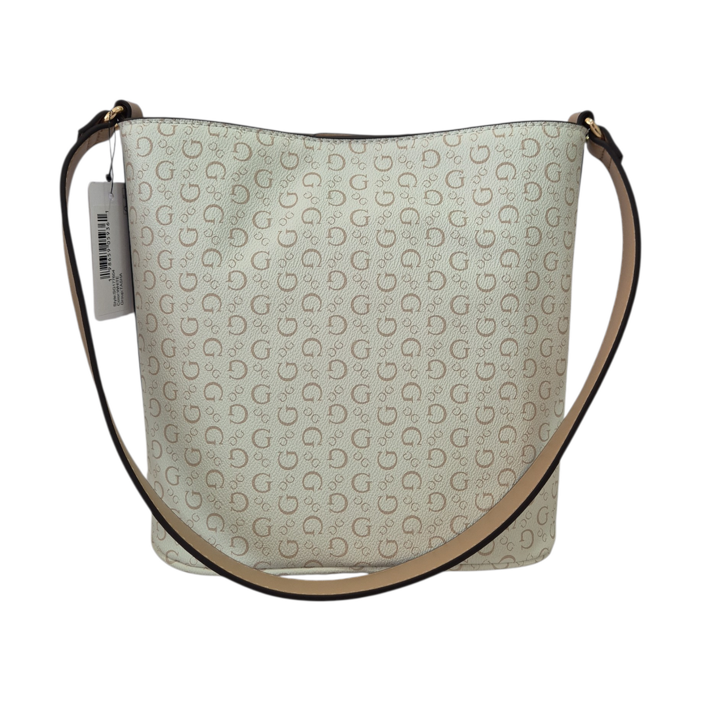 Bolsa Guess beige con cadena dorada y dijes original