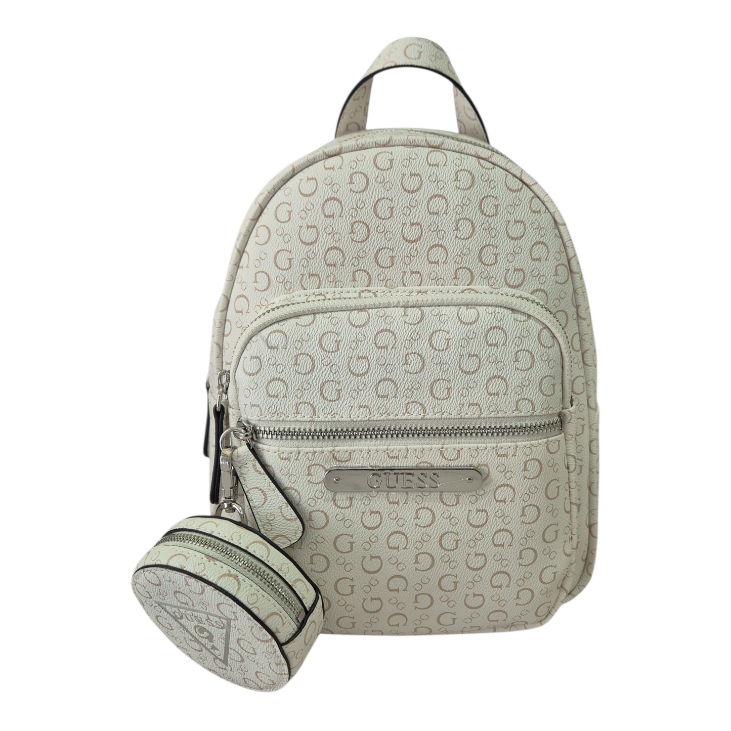 Mochila Guess Original Beige con Monograma y Monedero