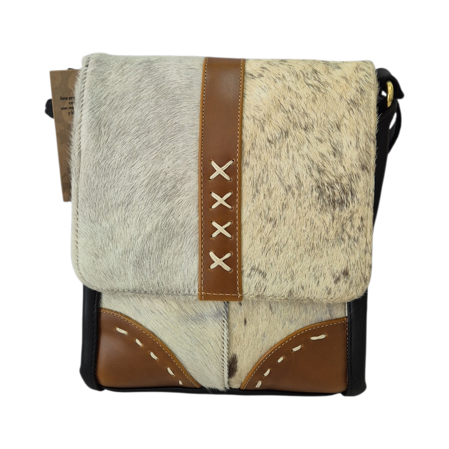 Handmade yellow backpack with natural fur and suede fringe