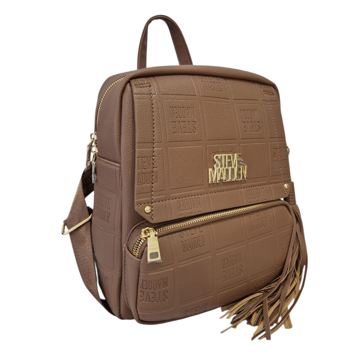 Mochila Steve Madden Original Café Texturizada con Flecos