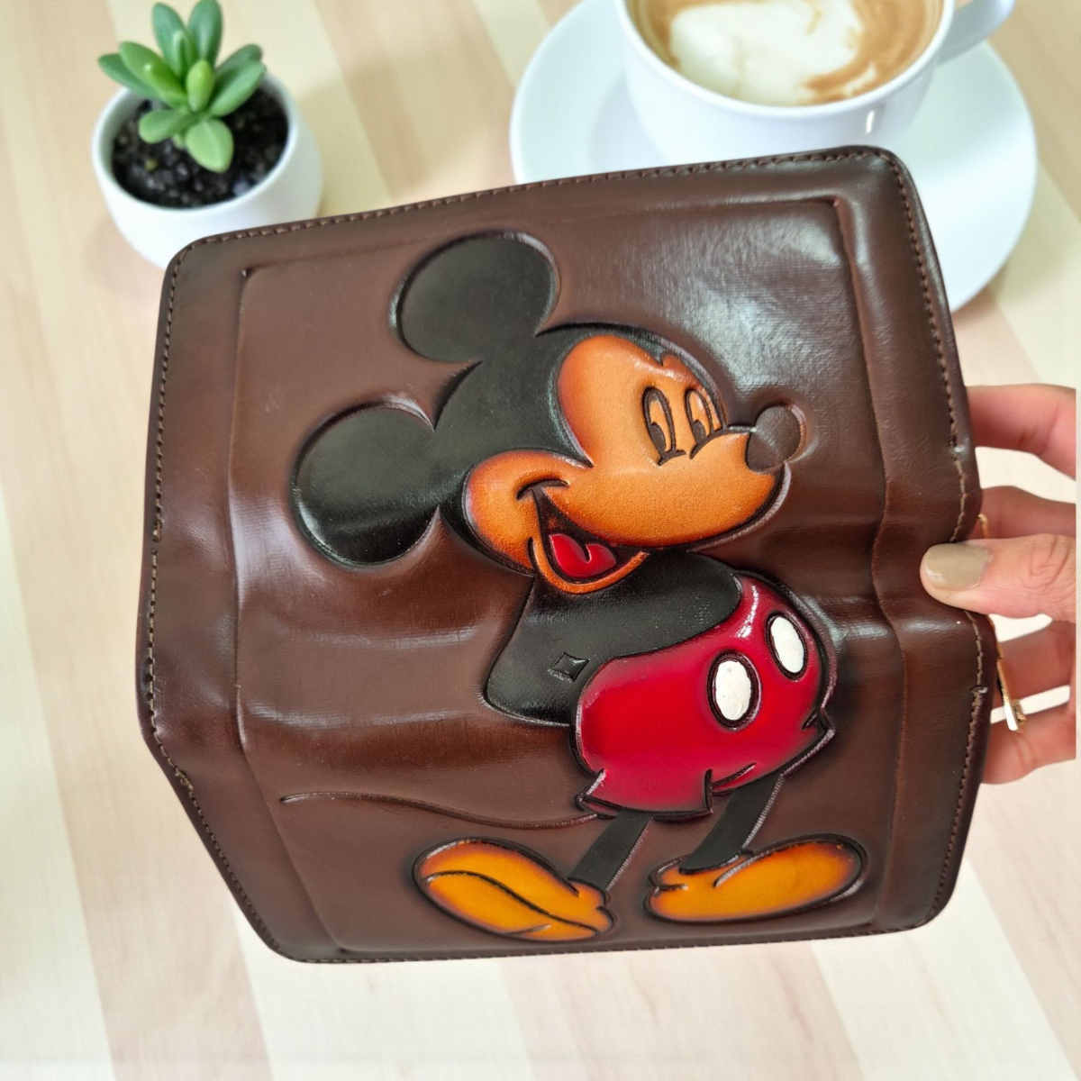 Billetera doble cierre con espejo y múltiples compartimentos