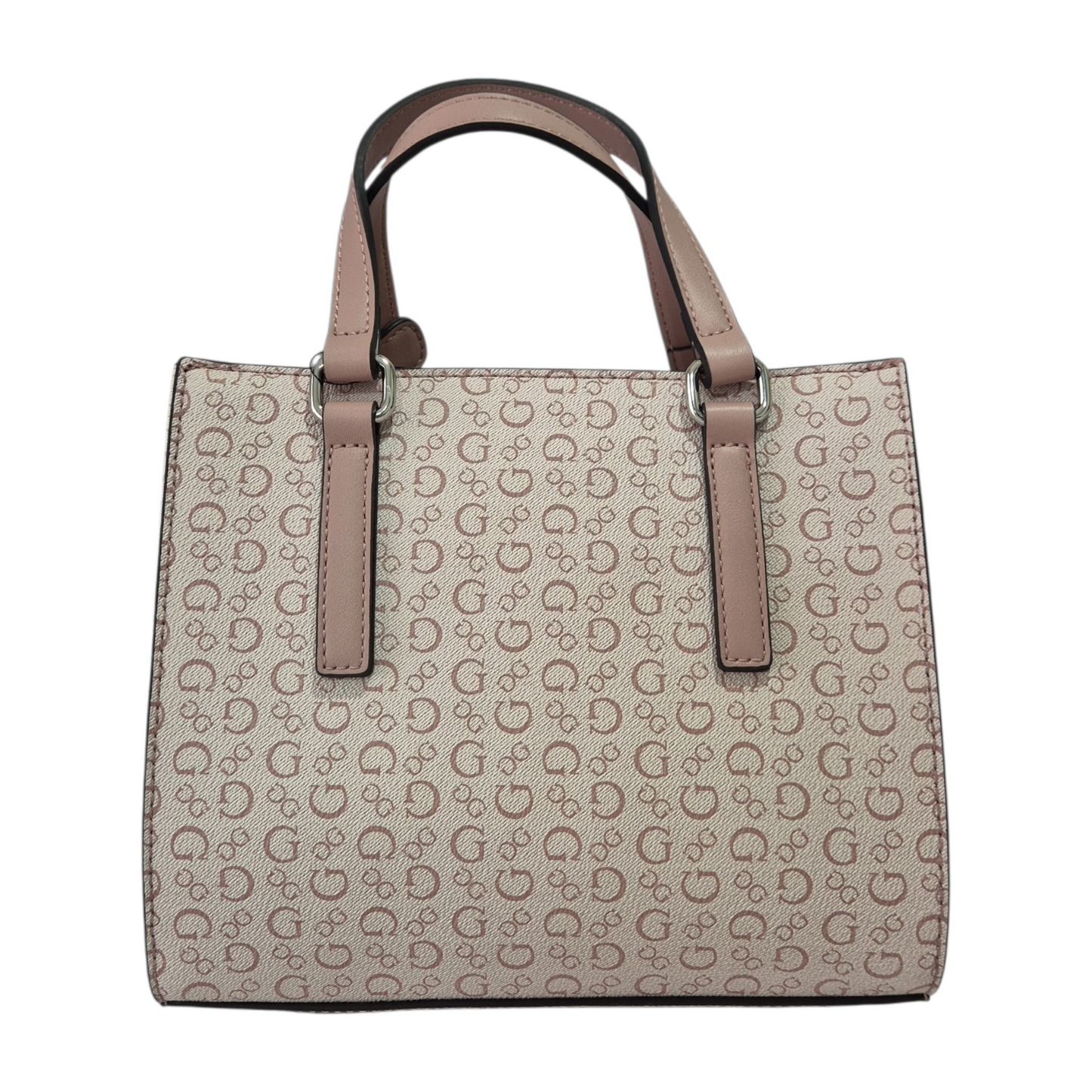 Bolso Guess crossbody rosa con monograma y correa ajustable