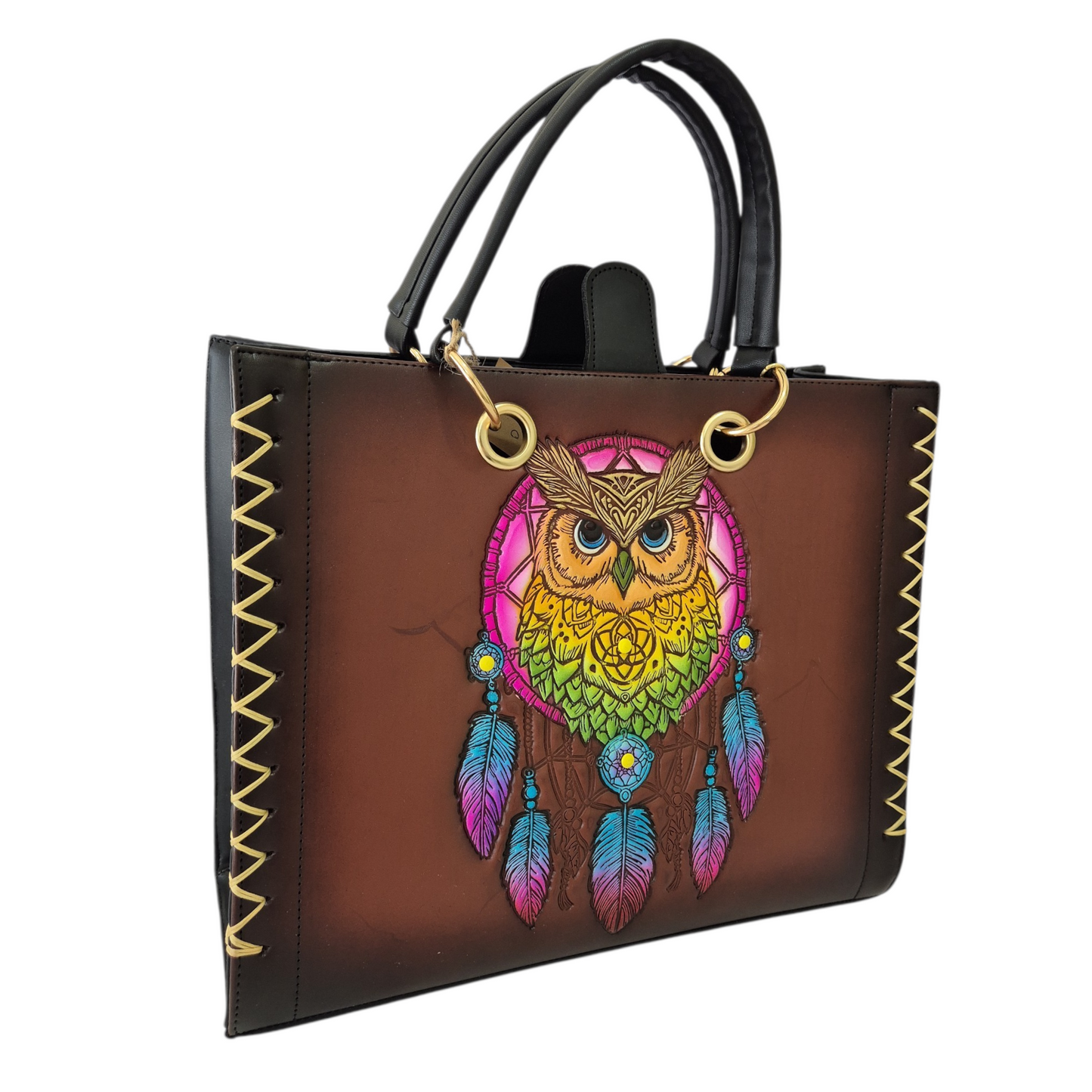 Bolsa Artesanal Atrapasueños con Búho – Diseño Único Multicolor