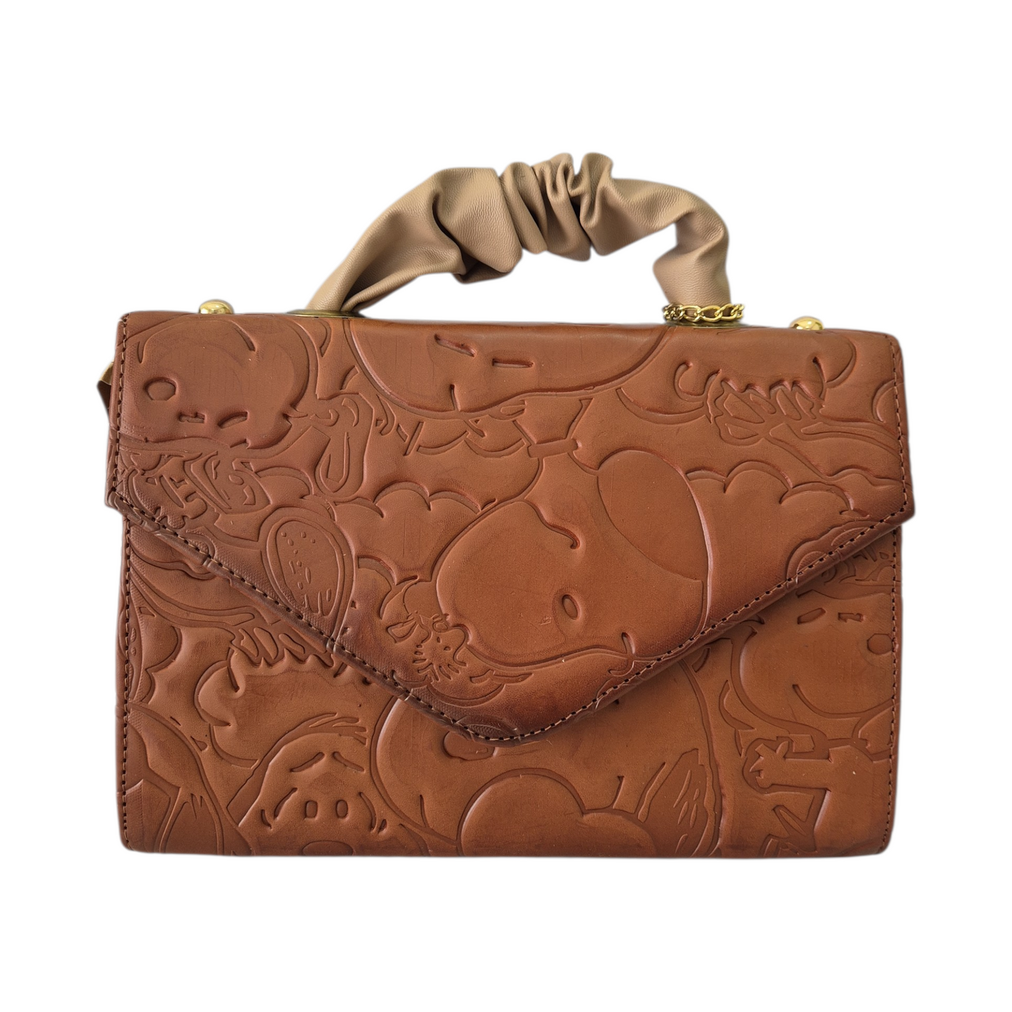 Bolsa Crossbody Artesanal Café con Grabado Snoopy