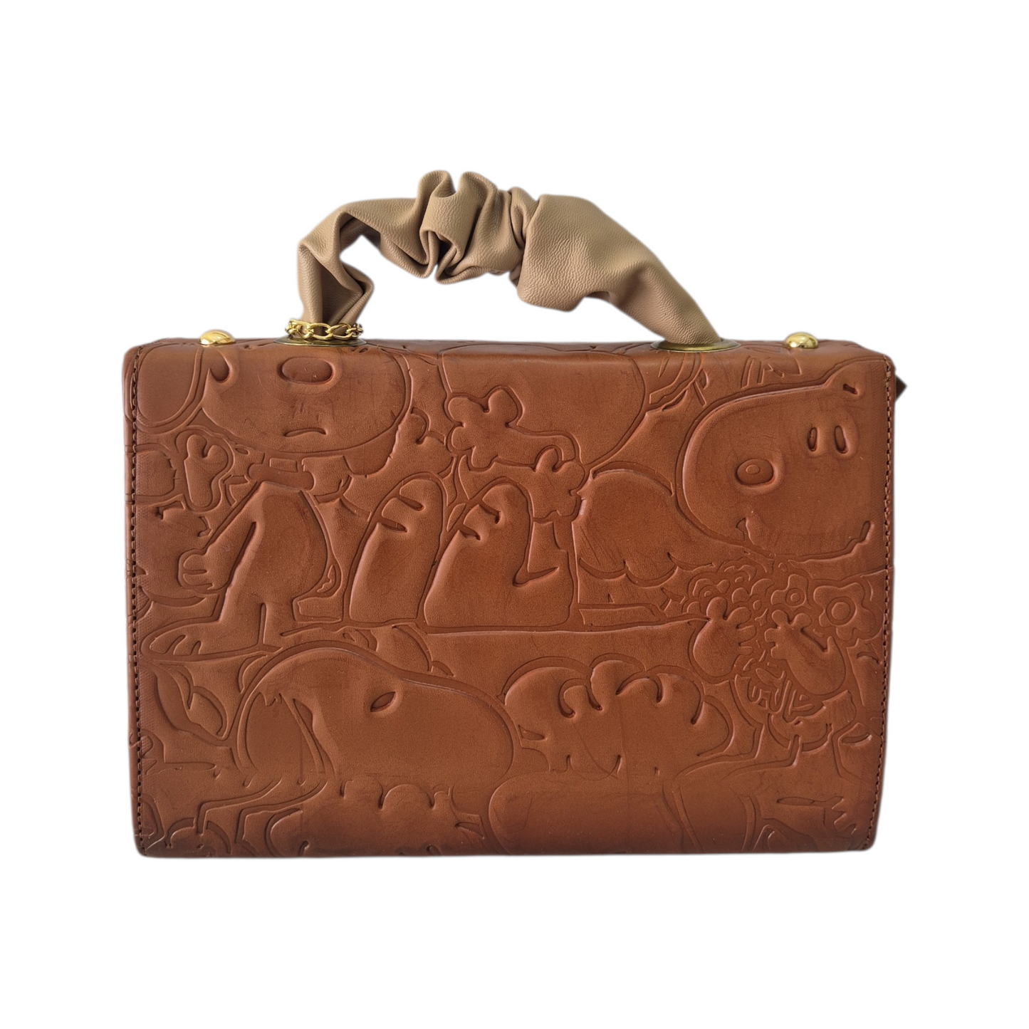 Bolsa Crossbody Artesanal Café con Grabado Snoopy