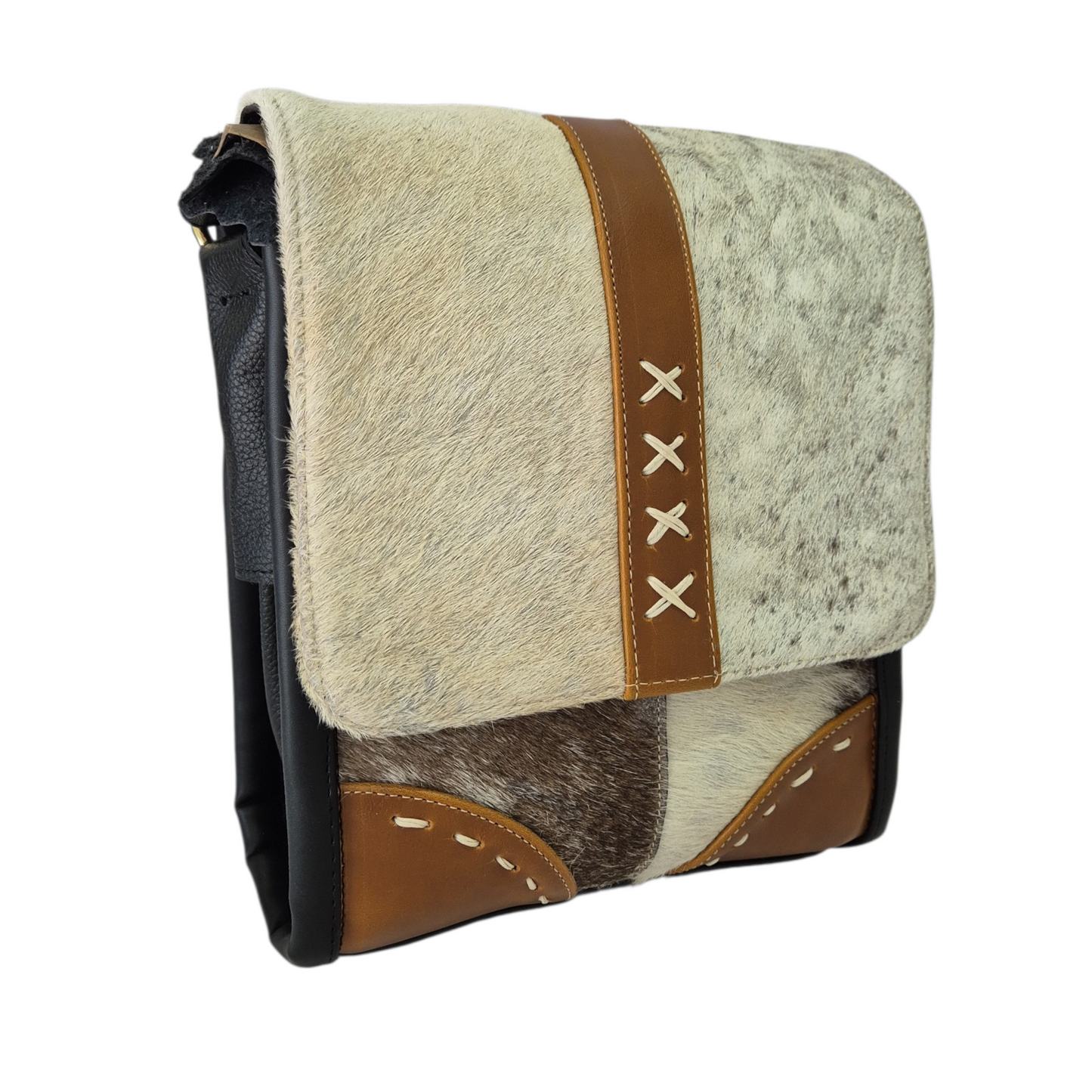 Bolsa Crossbody Bandolera de Piel con Pelo Natural