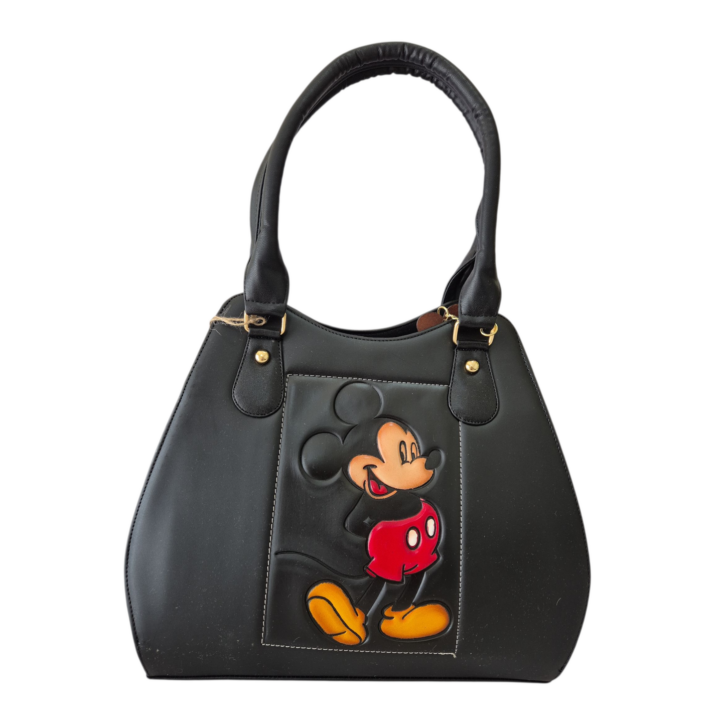 Bolsa Negra Casual para Mujer con Diseño de Personaje Animado en Relieve