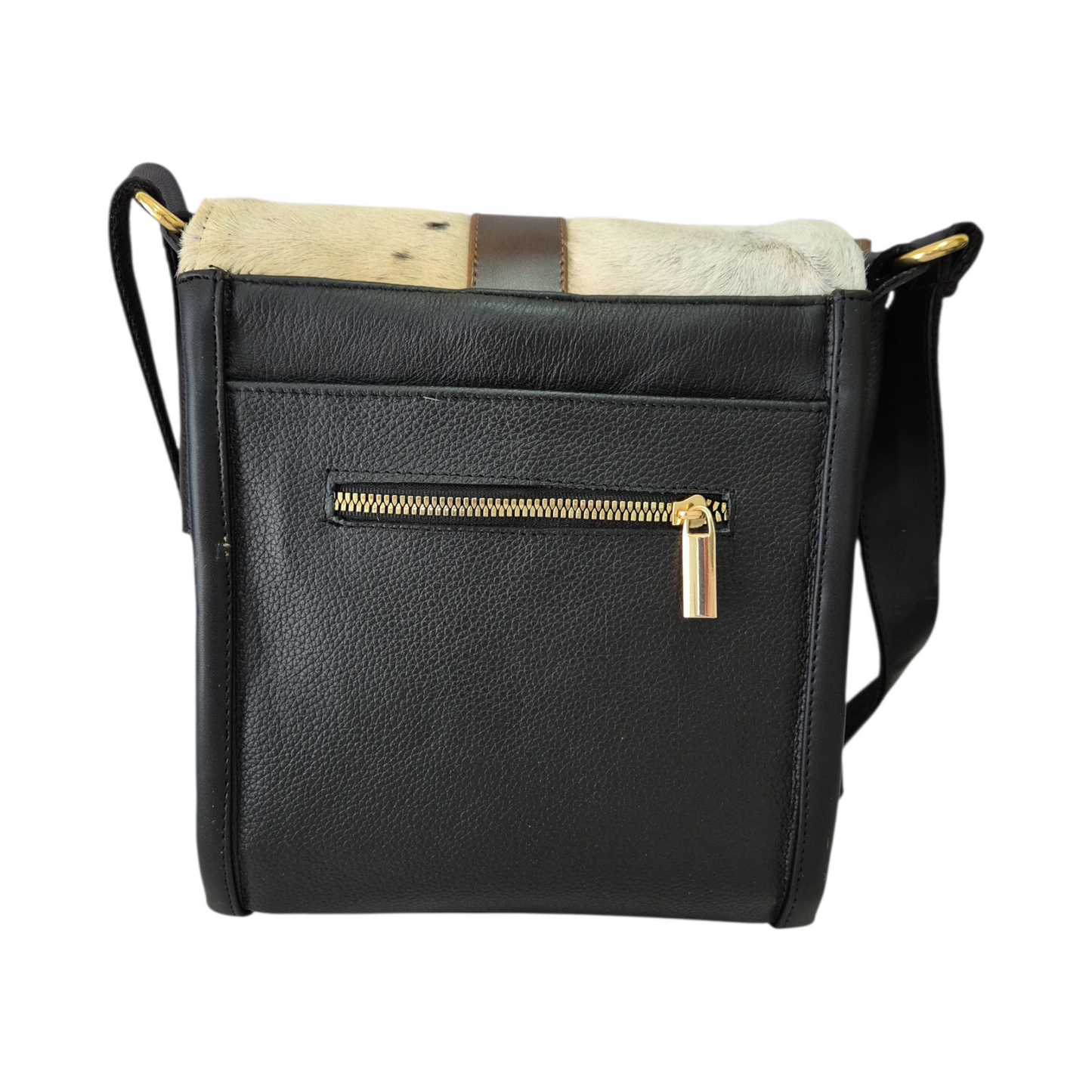 Bolsa Crossbody Bandolera de Piel con Pelo Natural Multitono Único