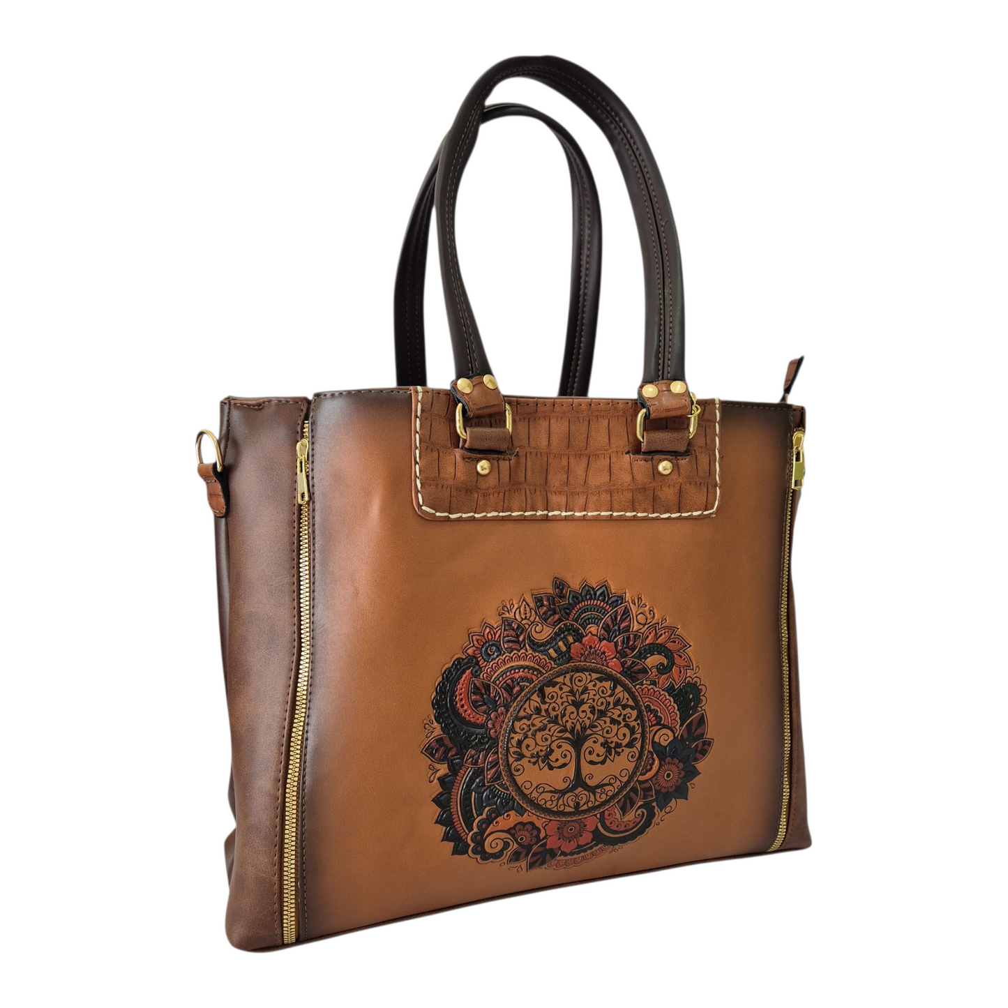 Bolsa Artesanal Árbol de la Vida Cuero Vegano