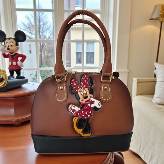 Bolsa marron artesanal Doble asa reforzada Diseño único en relieve Moda casual elegante