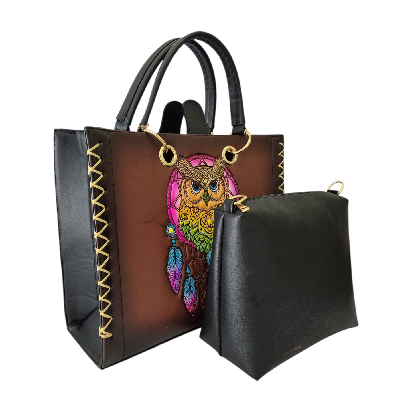 Bolsa Artesanal Atrapasueños con Búho – Diseño Único Multicolor