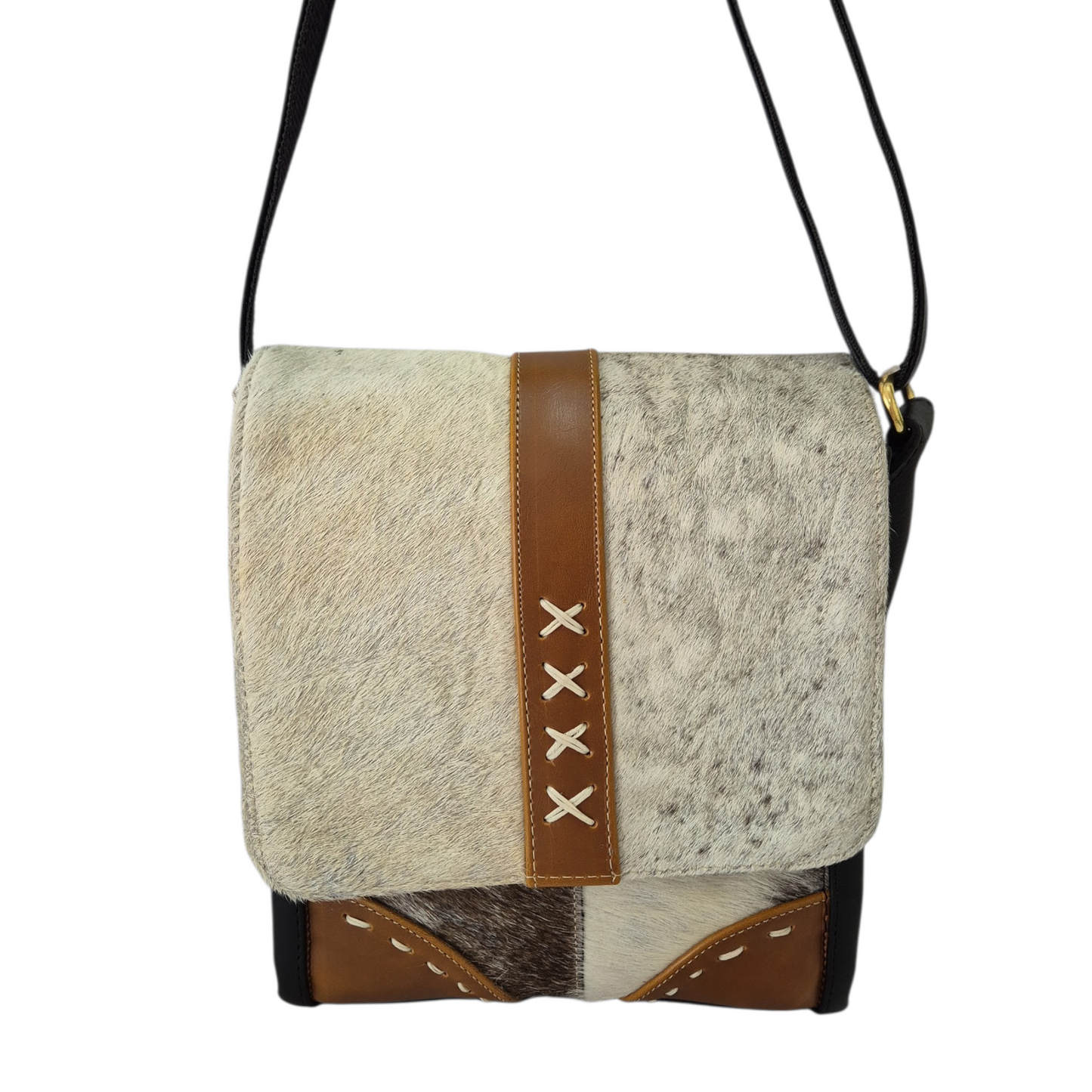 Bolsa Crossbody Bandolera de Piel con Pelo Natural