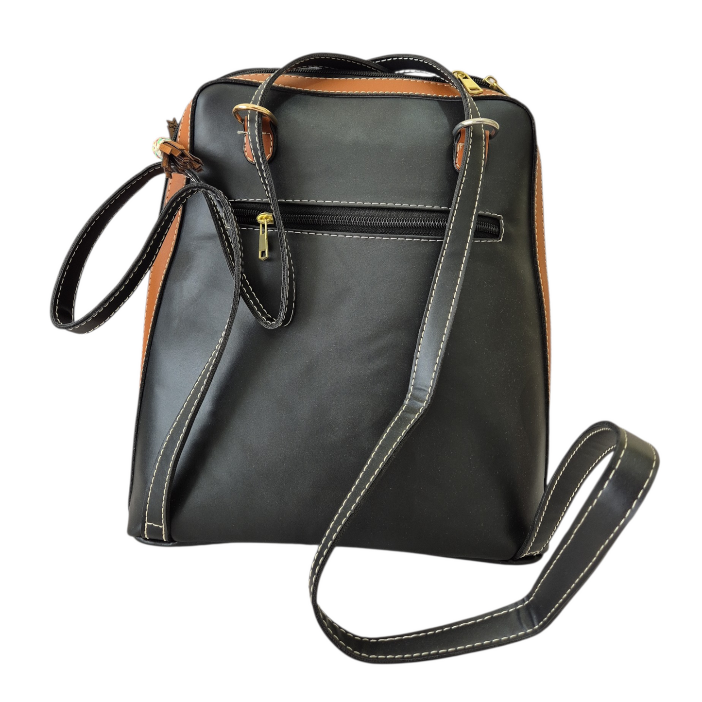 Bolsa mochila artesanal naranja con atrapasueños + billetera