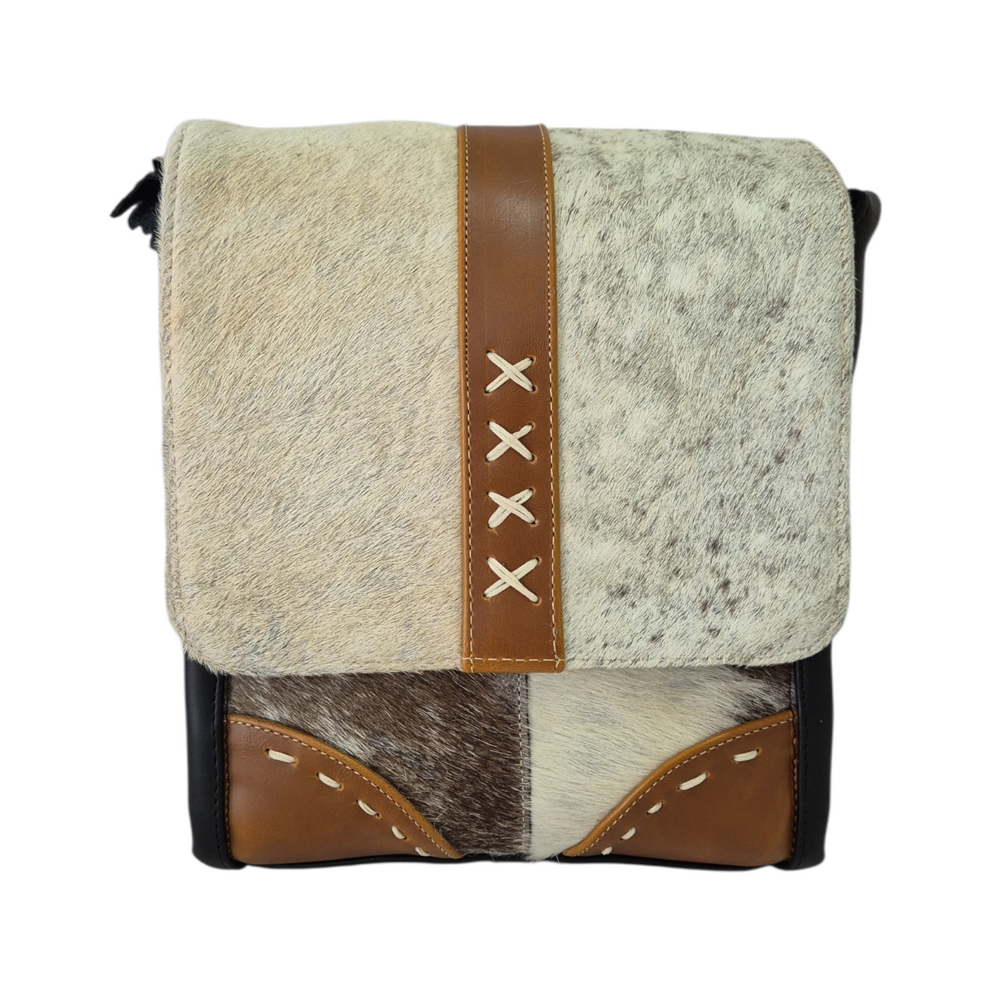 Bolsa Crossbody Bandolera de Piel con Pelo Natural