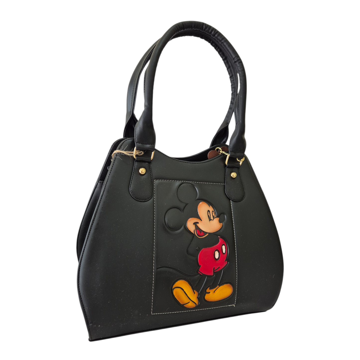 Bolsa Negra Casual para Mujer con Diseño de Personaje Animado en Relieve