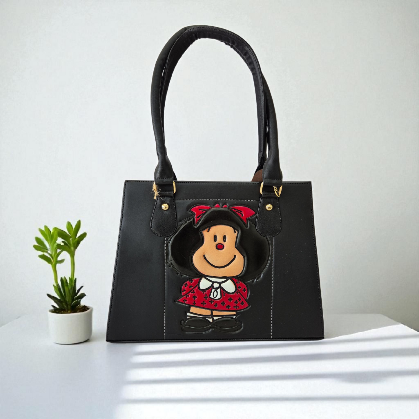 Bolsa Negra con Diseño Divertido Dos Compartimentos
