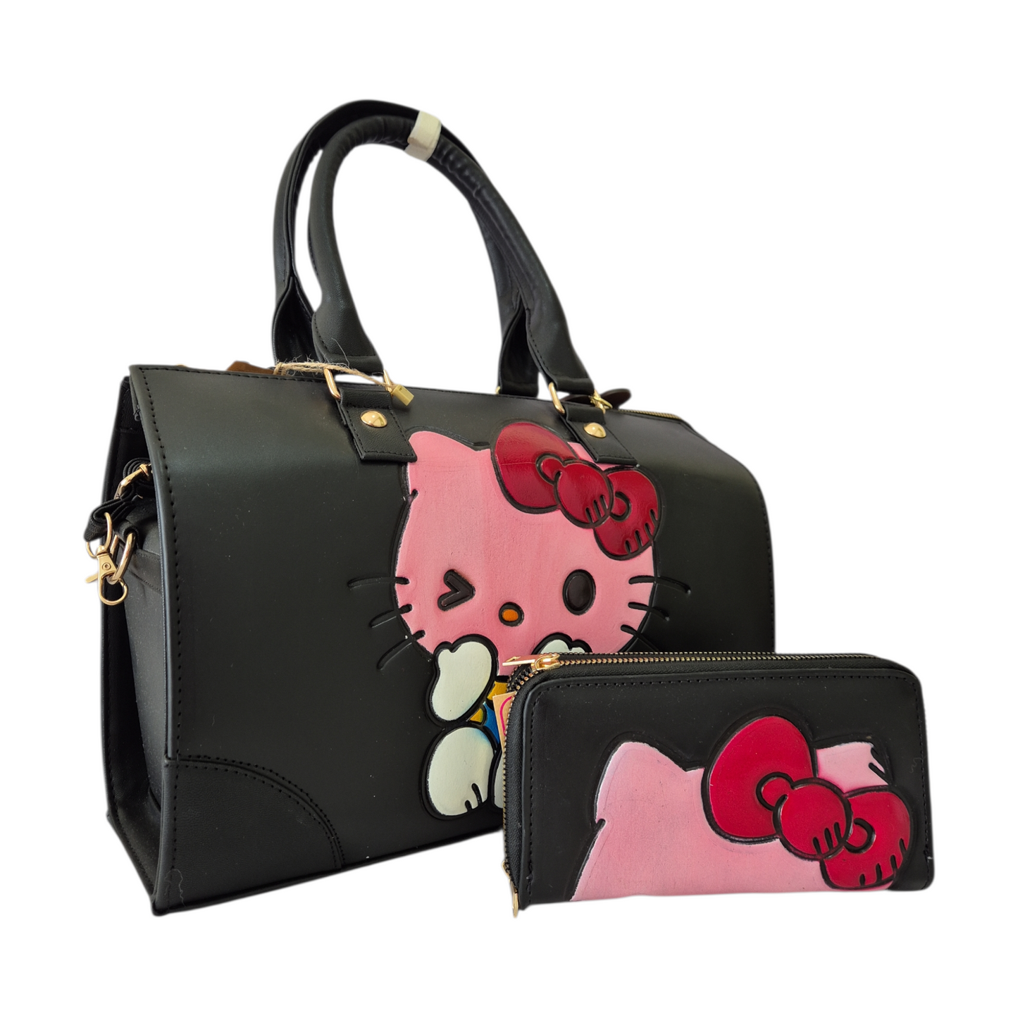 Kawaii Style Black Handbag with Wallet
