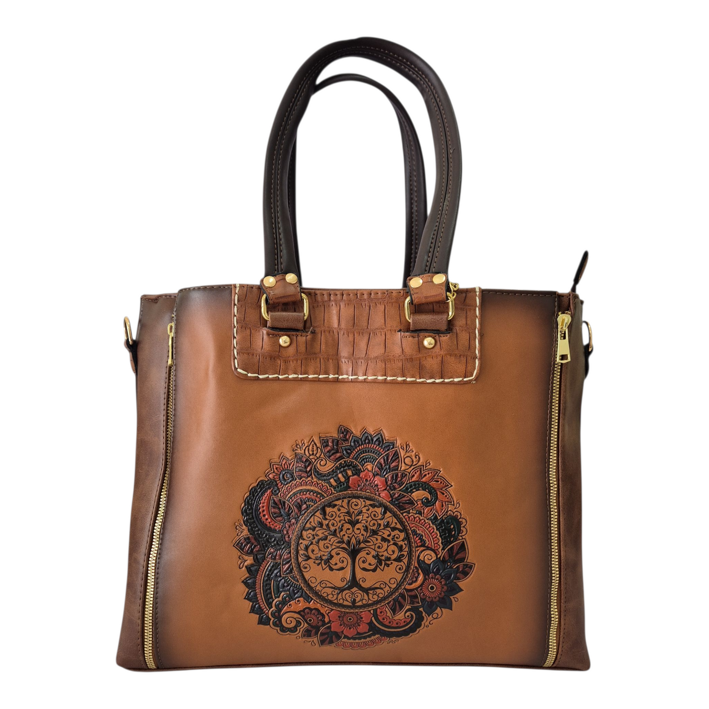 Bolsa Artesanal Árbol de la Vida Cuero Vegano